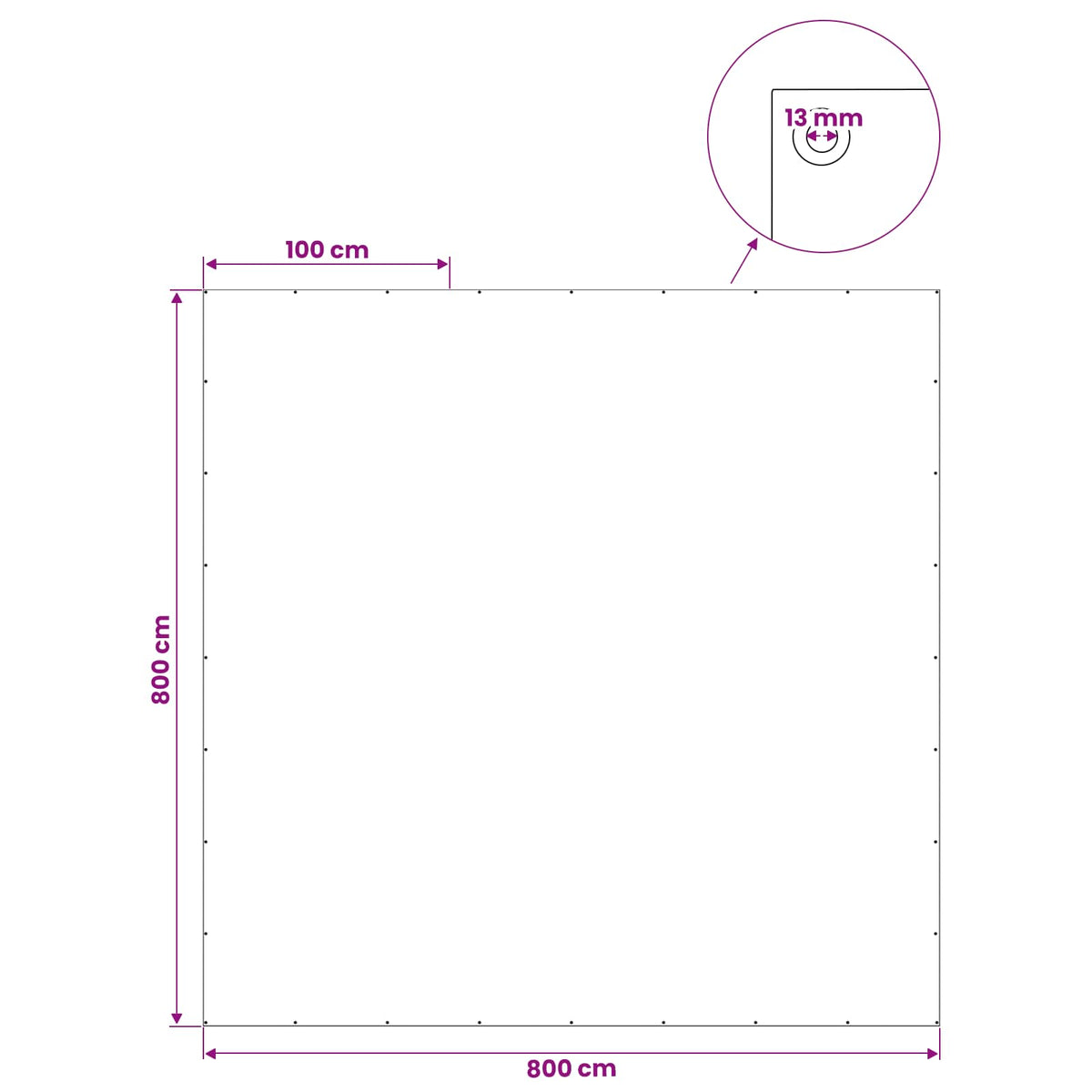 Cerada s rupama Svjetlosiva 8 x 8 m 180 gsm PE