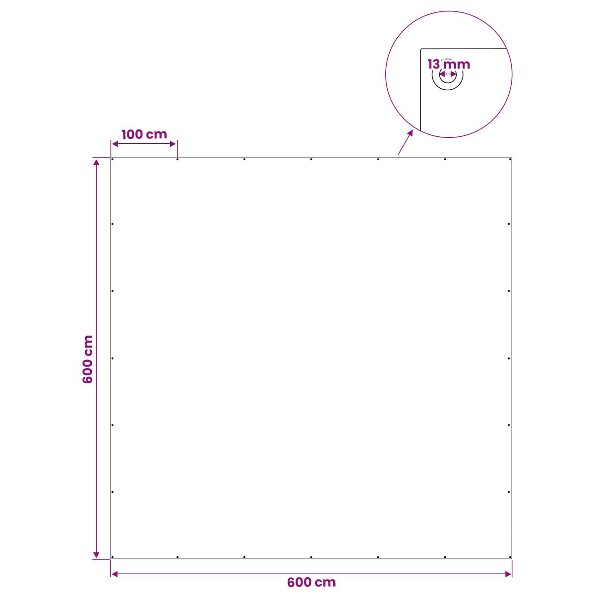 Cerada s rupama Svjetlosiva 6 x 6 m 260 gsm PE