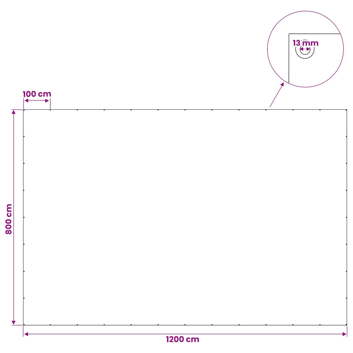 Cerada s rupama Bijela 8 x 12 m 90 gsm PE