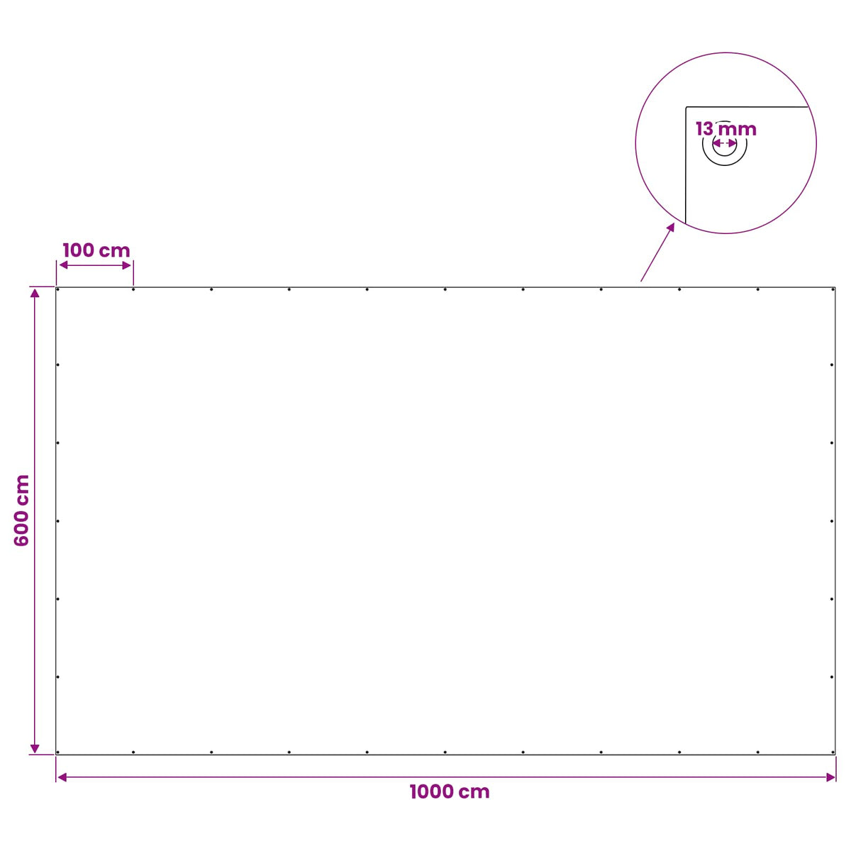 Cerada s rupama Bijela 6 x 10 m 180 gsm PE