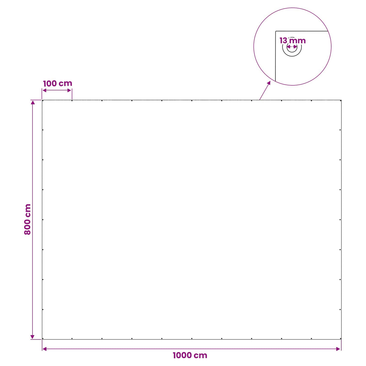 Cerada s rupama Bijela 8 x 10 m 180 gsm PE