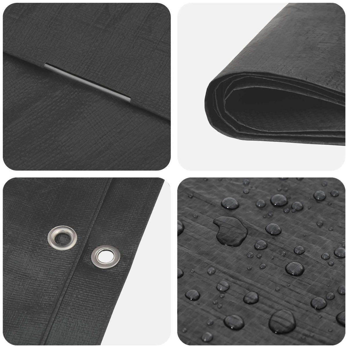 Cerada s rupama Antracit siva 8 x 12 m 90 gsm PE
