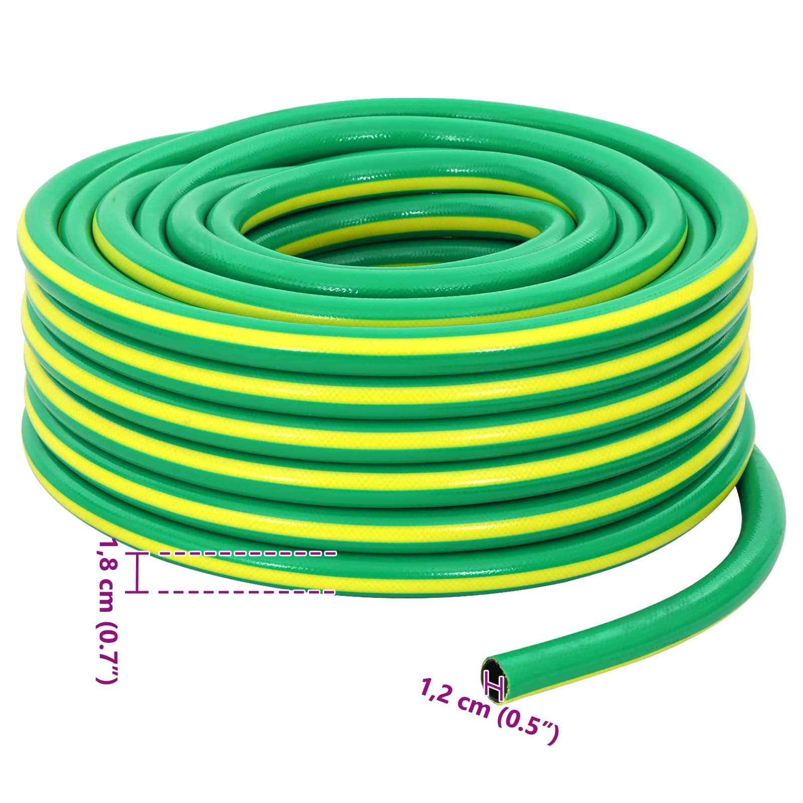 Vrtno crijevo 5-slojno Zelena i žuta 1 / 2'' 100 m PVC