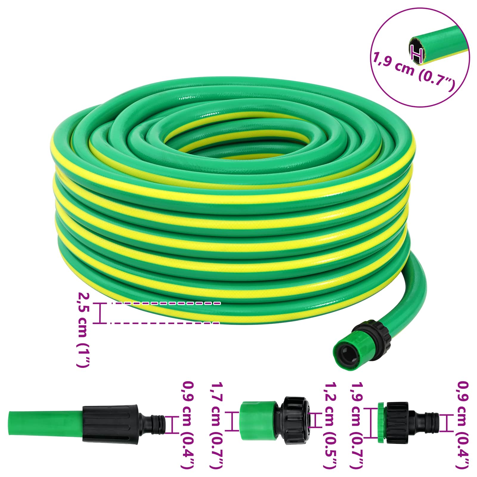 Vrtno crijevo 5-slojno Zelena i žuta 3 / 4" 10 m PVC