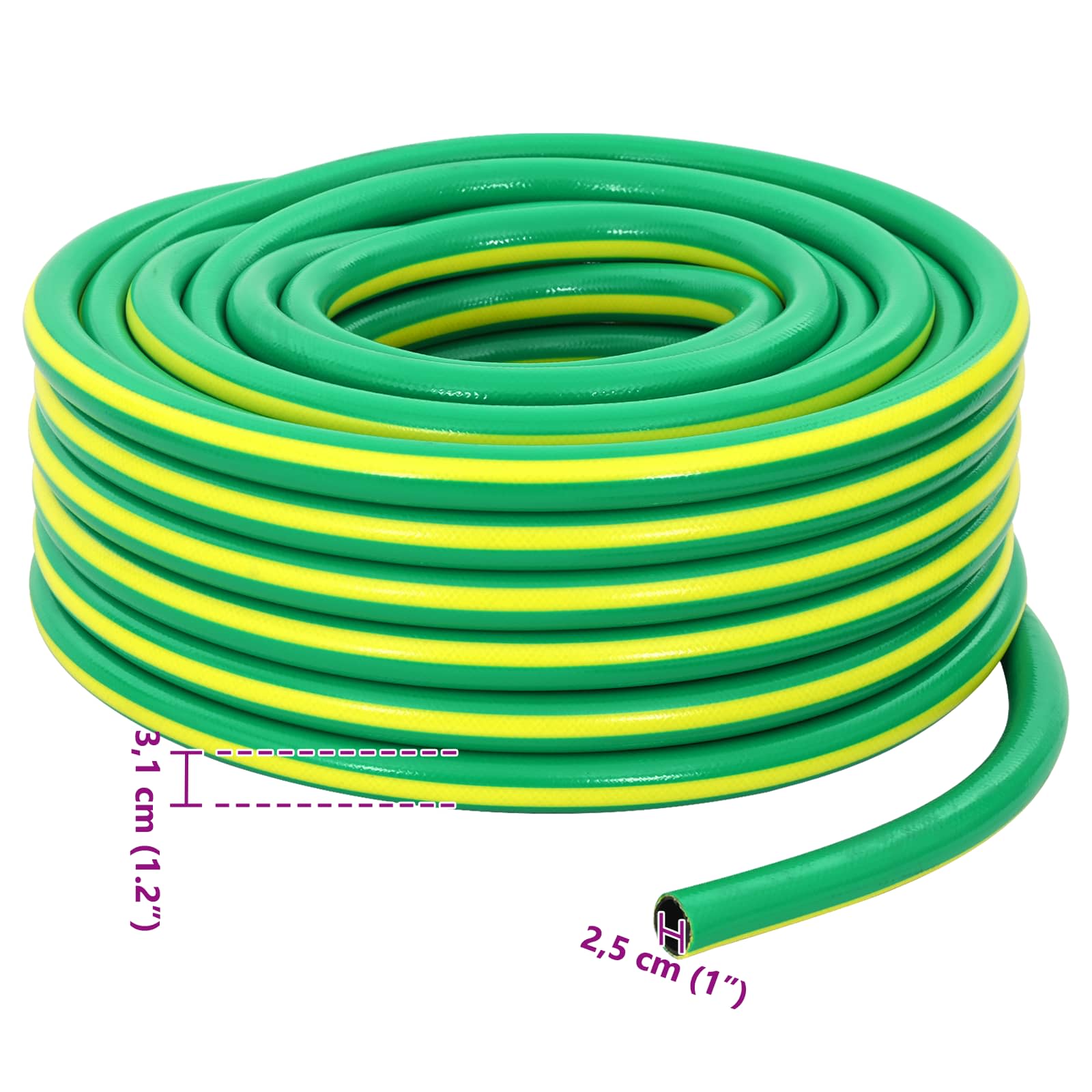 Vrtno crijevo 5-slojno Zelena i žuta 1" 10 m PVC