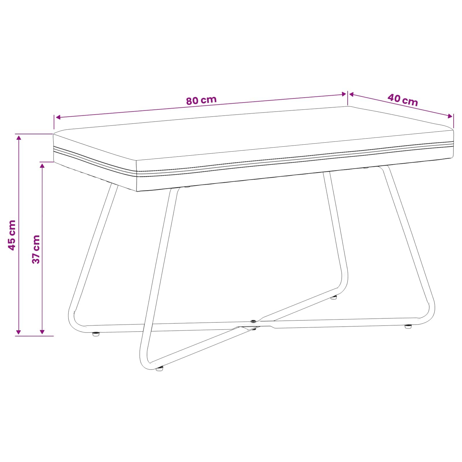 klupa Krem 80 x 40 x 45 cm Baršun