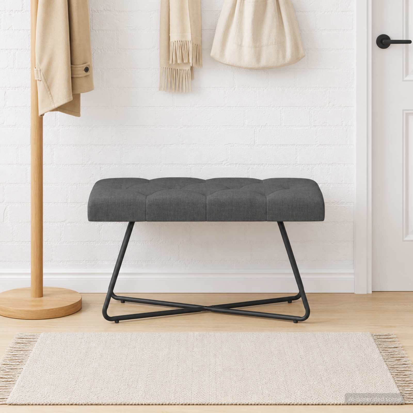 Klupa s gumbastim tkanjem Tamnosiva 80 x 40 x 46 cm Tkanina