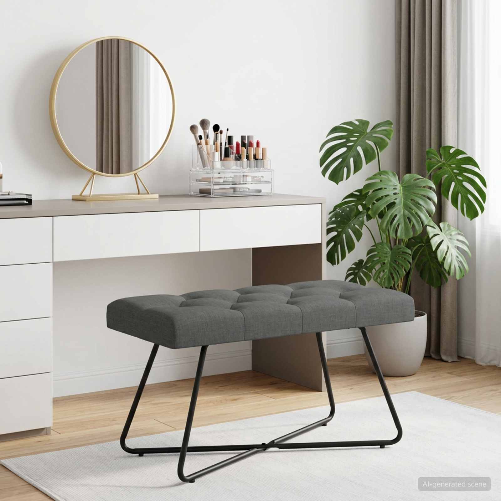 Klupa s gumbastim tkanjem Tamnosiva 80 x 40 x 46 cm Tkanina