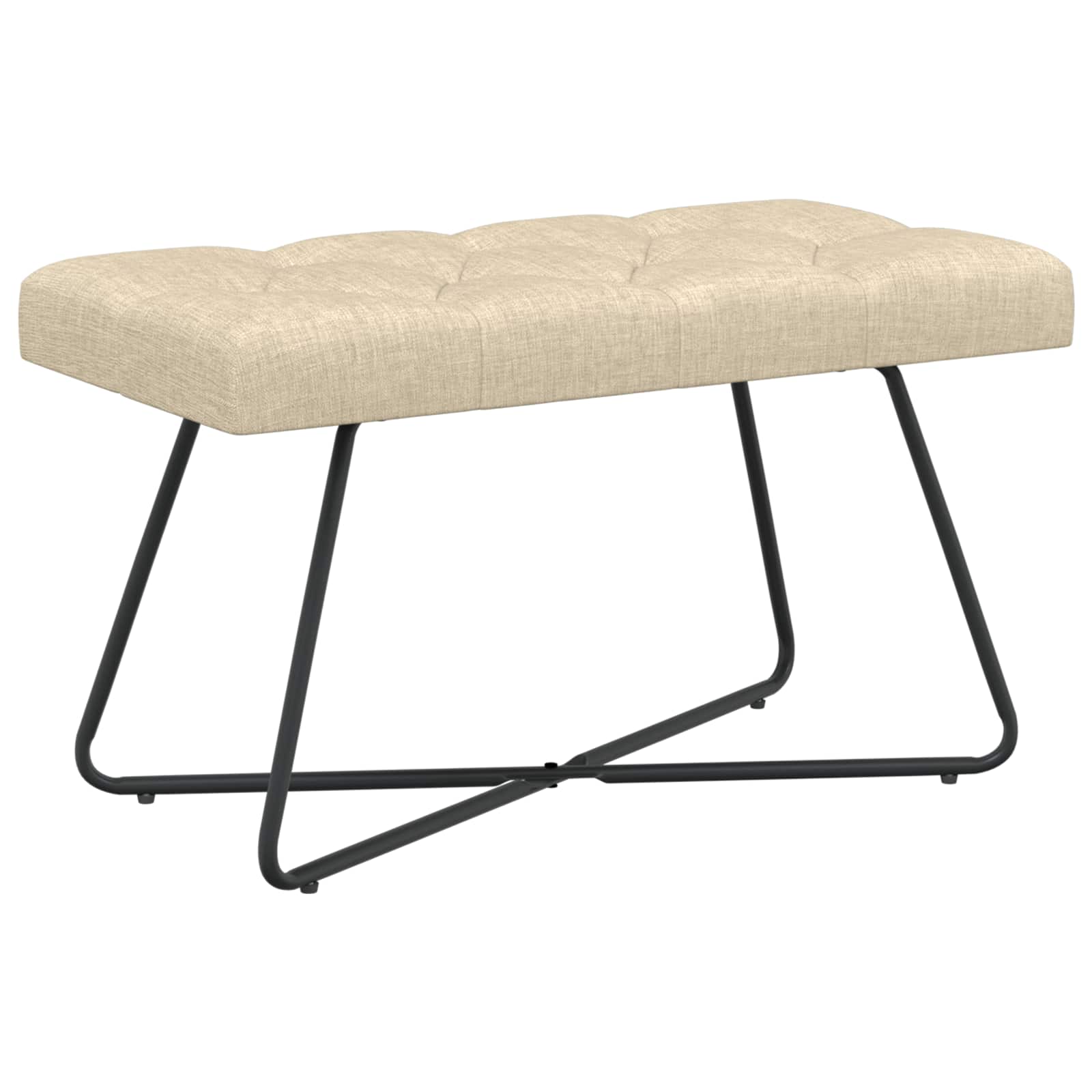 Klupa s gumbastim tkanjem Krem 80 x 40 x 46 cm Tkanina