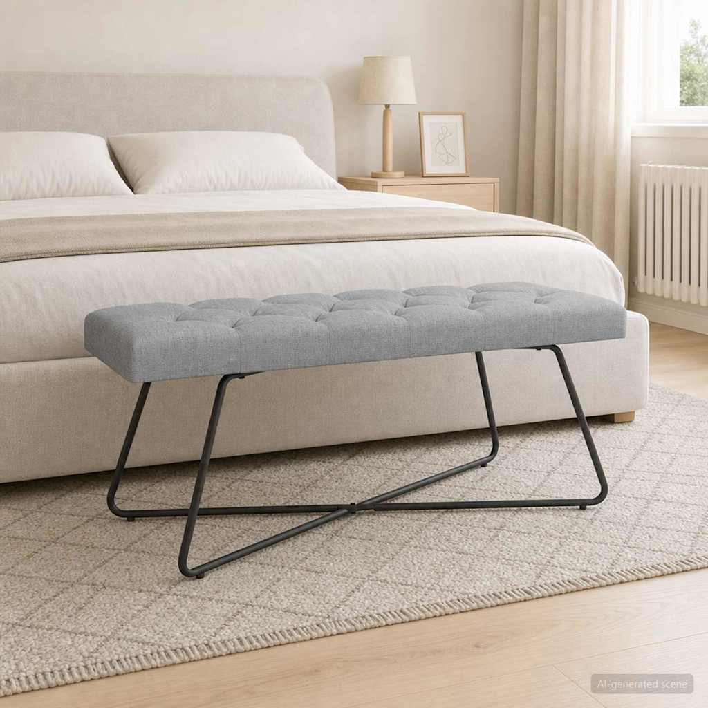 Klupa s gumbastim tkanjem Svjetlosiva 110 x 40 x 46 cm Tkanina