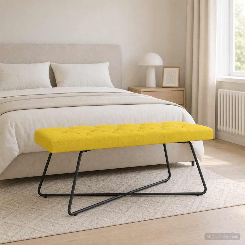 Klupa s gumbastim tkanjem Svijetlo žuta 110 x 40 x 46 cm