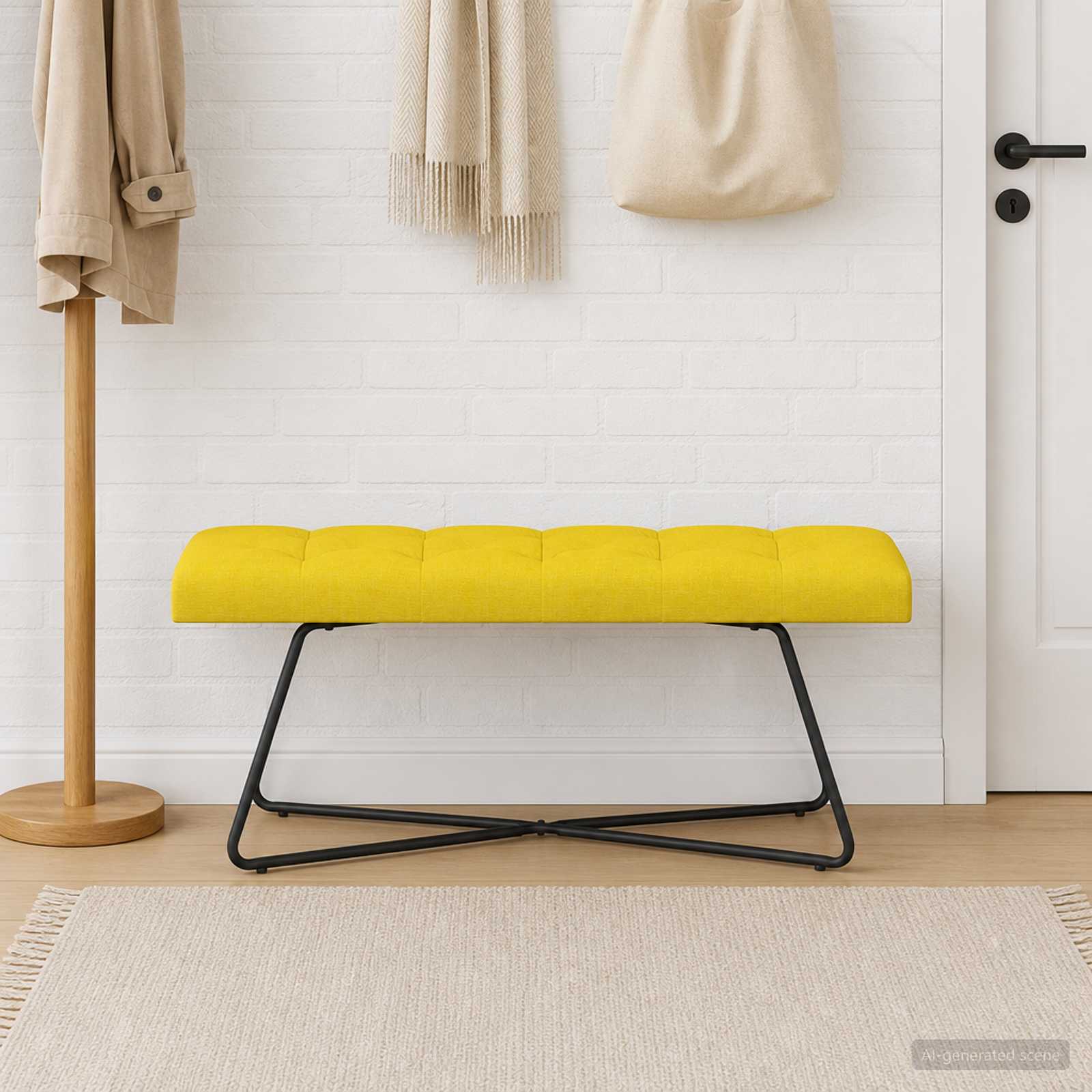 Klupa s gumbastim tkanjem Svijetlo žuta 110 x 40 x 46 cm