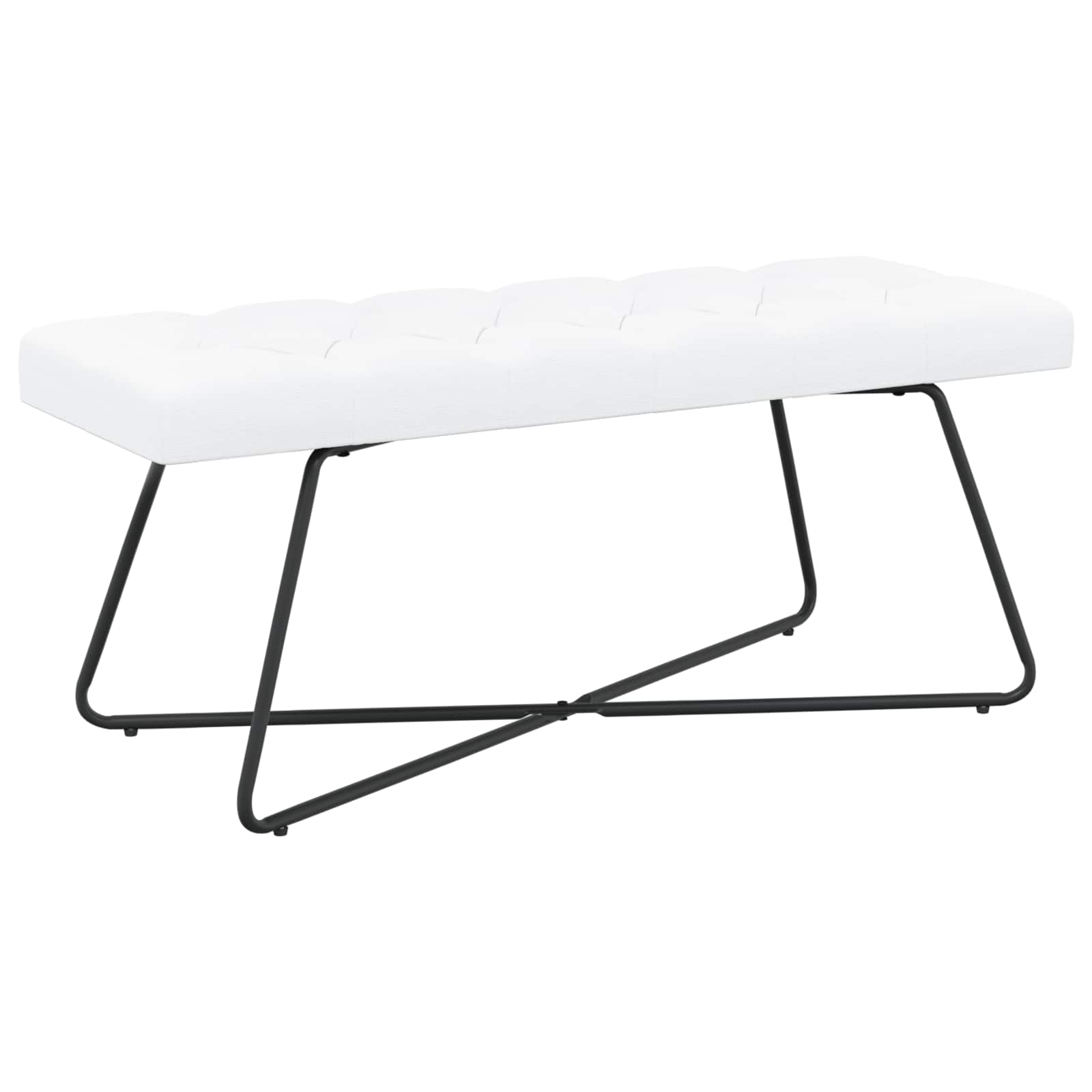 Klupa s gumbastim tkanjem Bijela 110 x 40 x 46 cm Tkanina