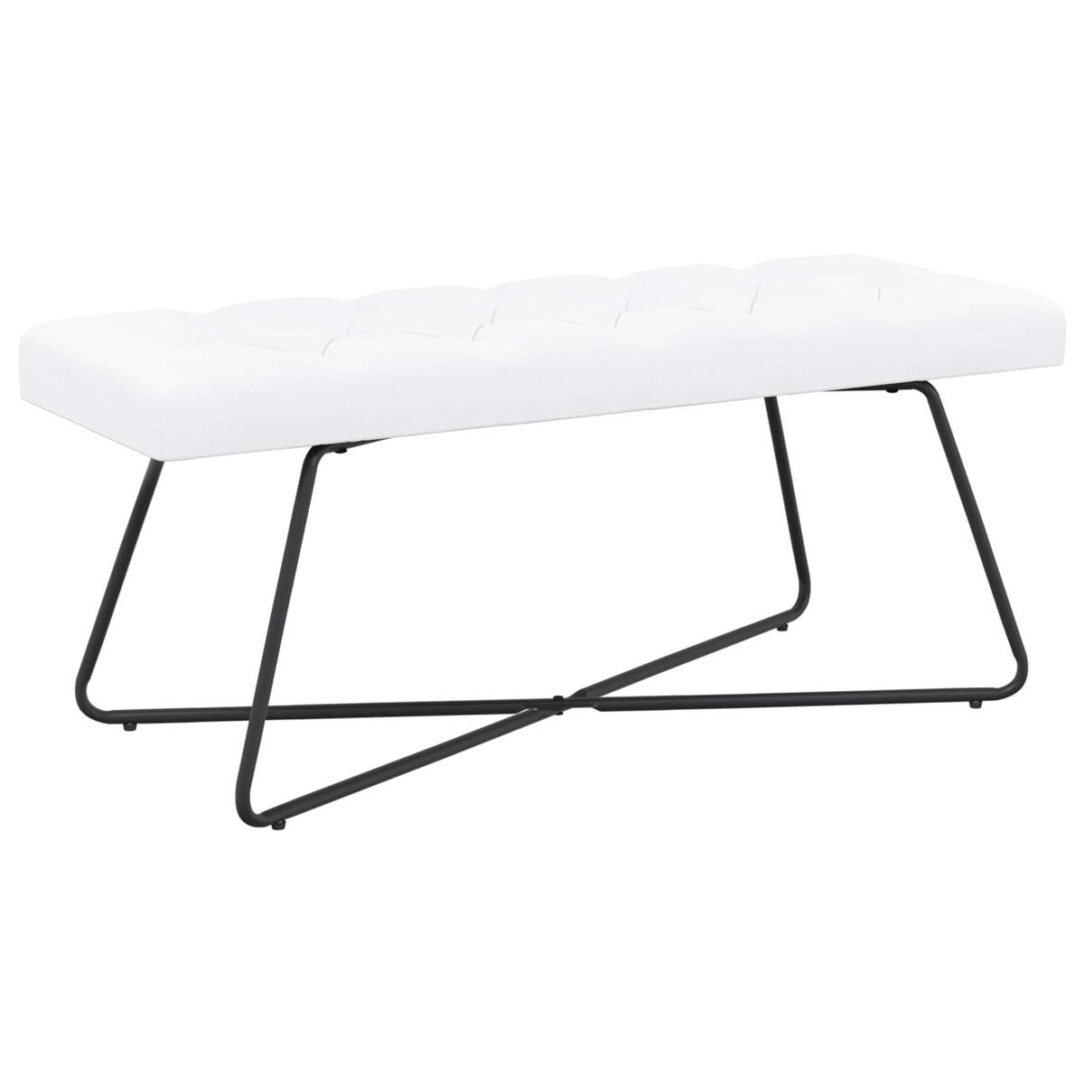 Klupa s gumbastim tkanjem Bijela Tkanina 110 x 40 x 46 cm