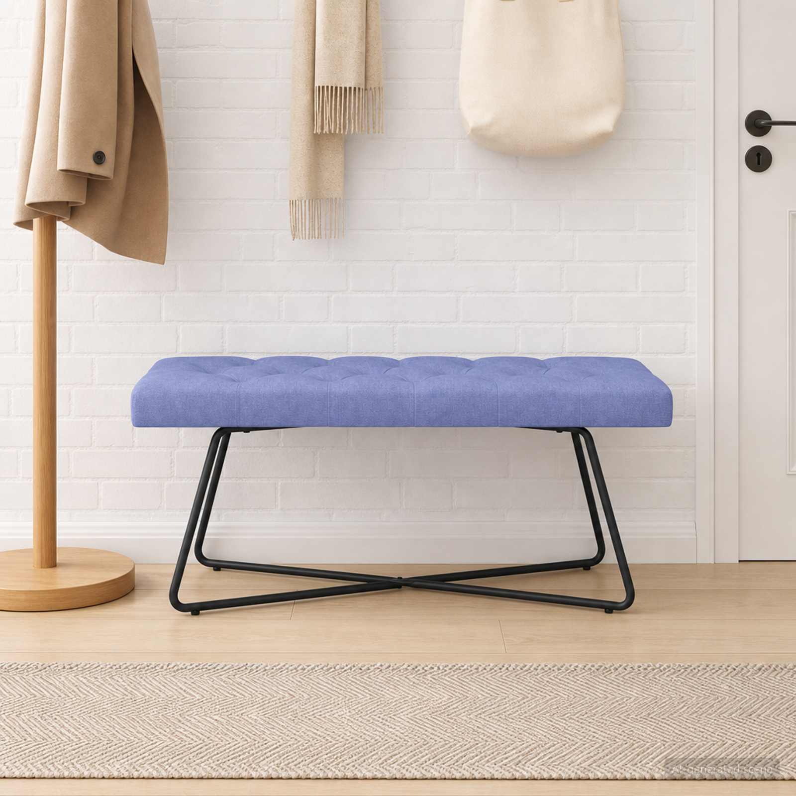 Klupa s gumbastim tkanjem Traper plava 110 x 40 x 46 cm Tkanina