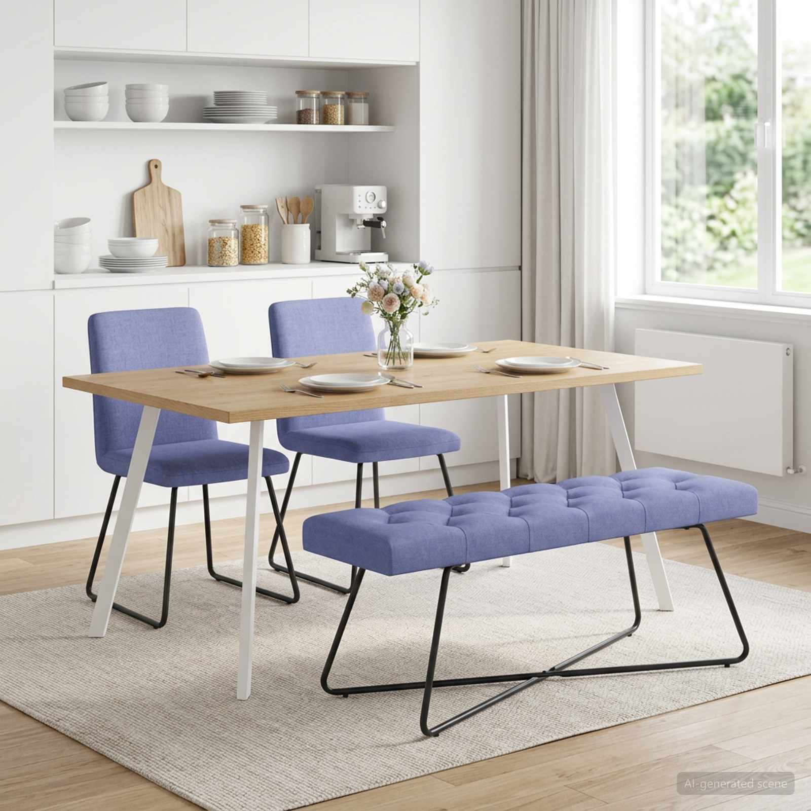 Klupa s gumbastim tkanjem Traper plava 110 x 40 x 46 cm Tkanina