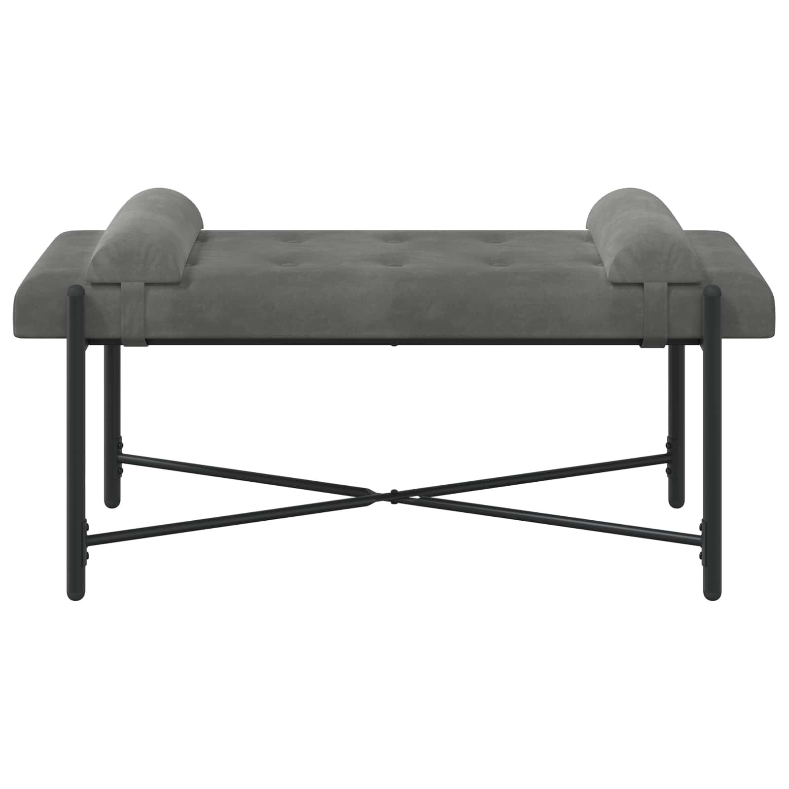 Klupa s gumbima i jastučićima Tamnosiva 110 x 40 x 46 cm Baršun