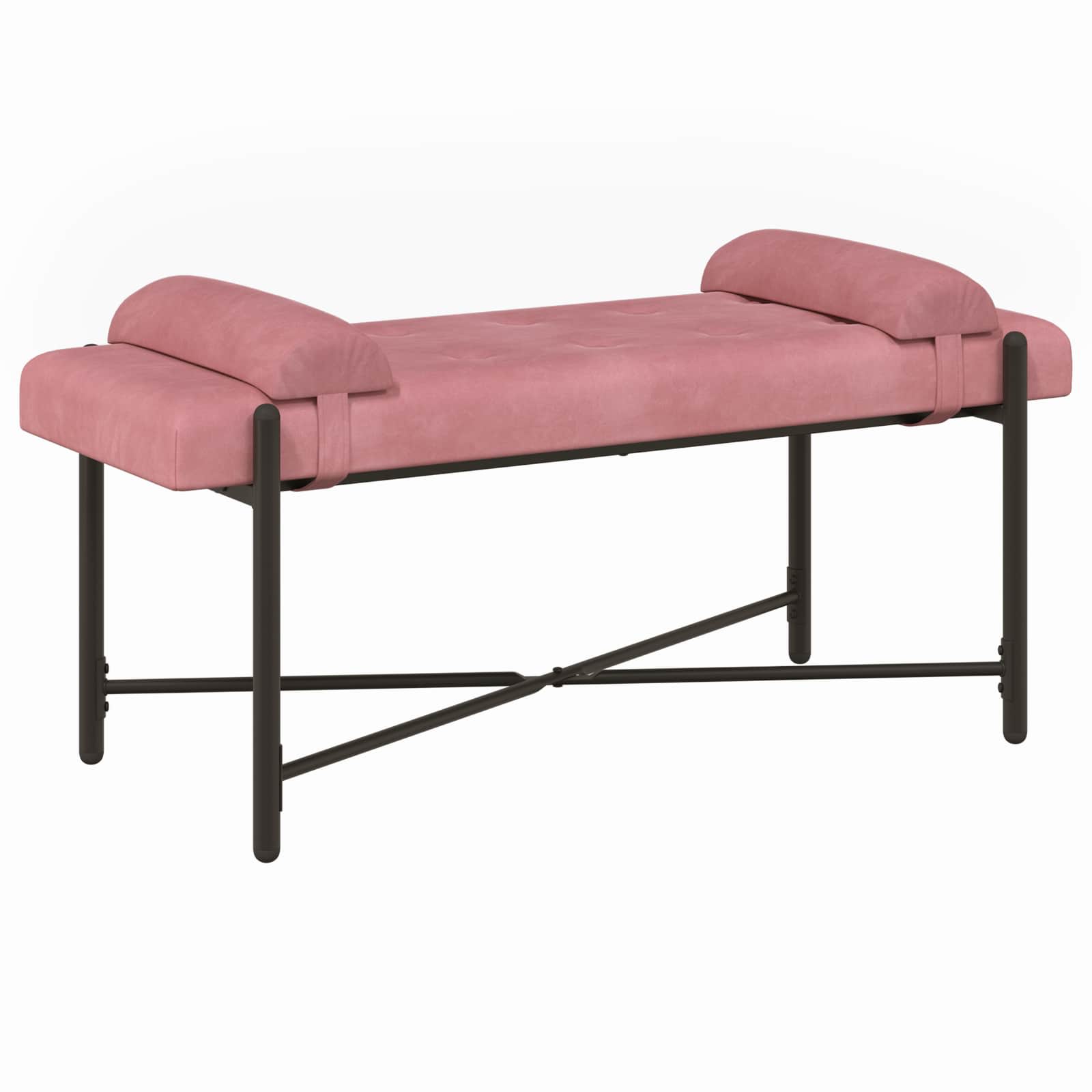 Klupa s gumbima i jastučićima Ružičasta 110 x 40 x 46 cm Baršun