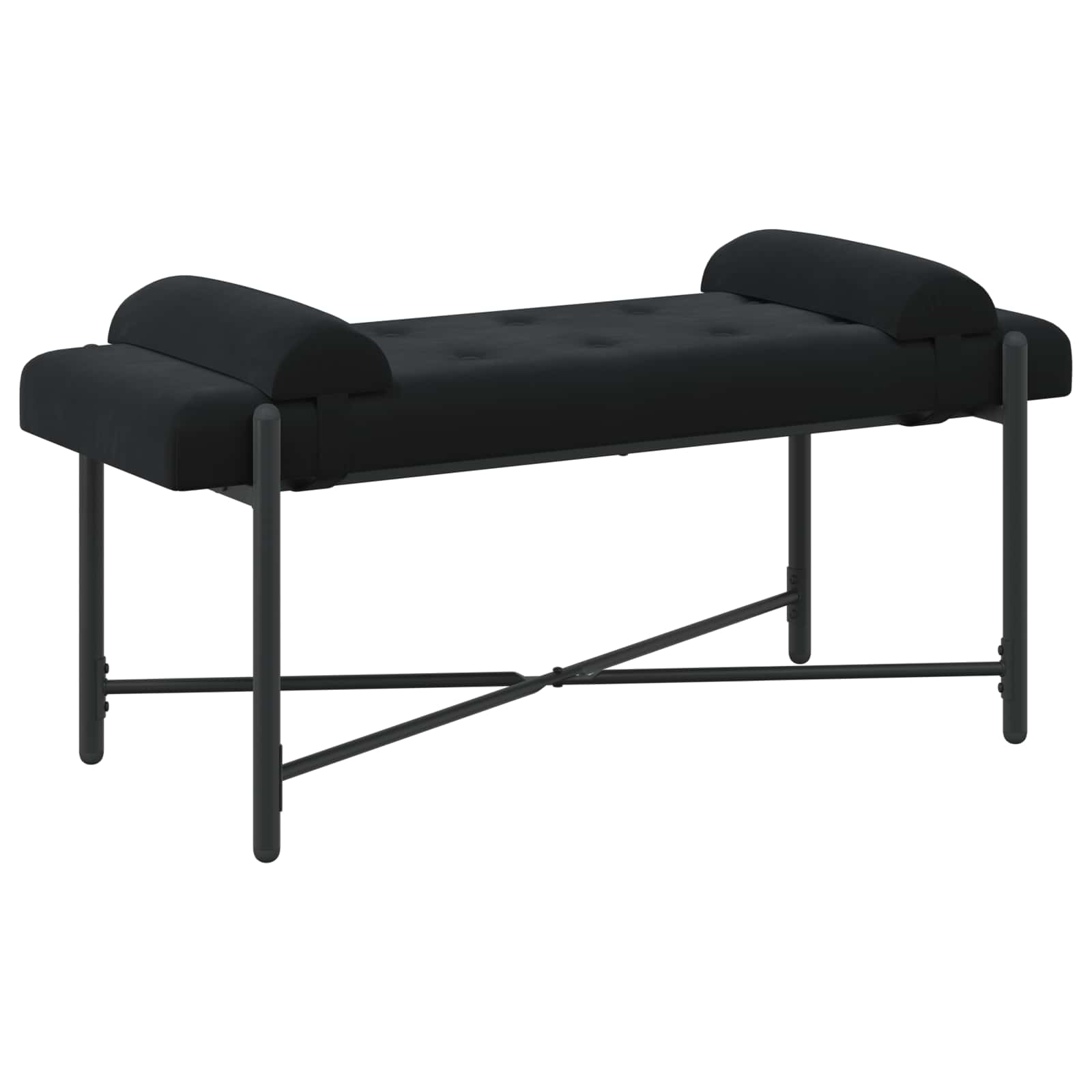 Klupa s gumbima i jastučićima Crna 110 x 40 x 46 cm Baršun
