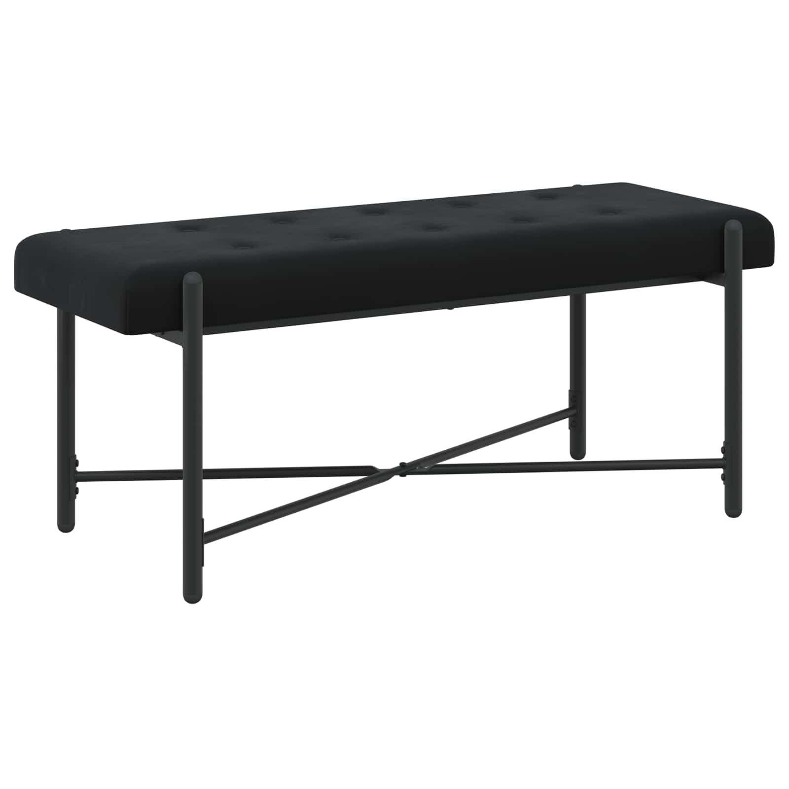 Klupa s gumbima i jastučićima Crna 110 x 40 x 46 cm Baršun