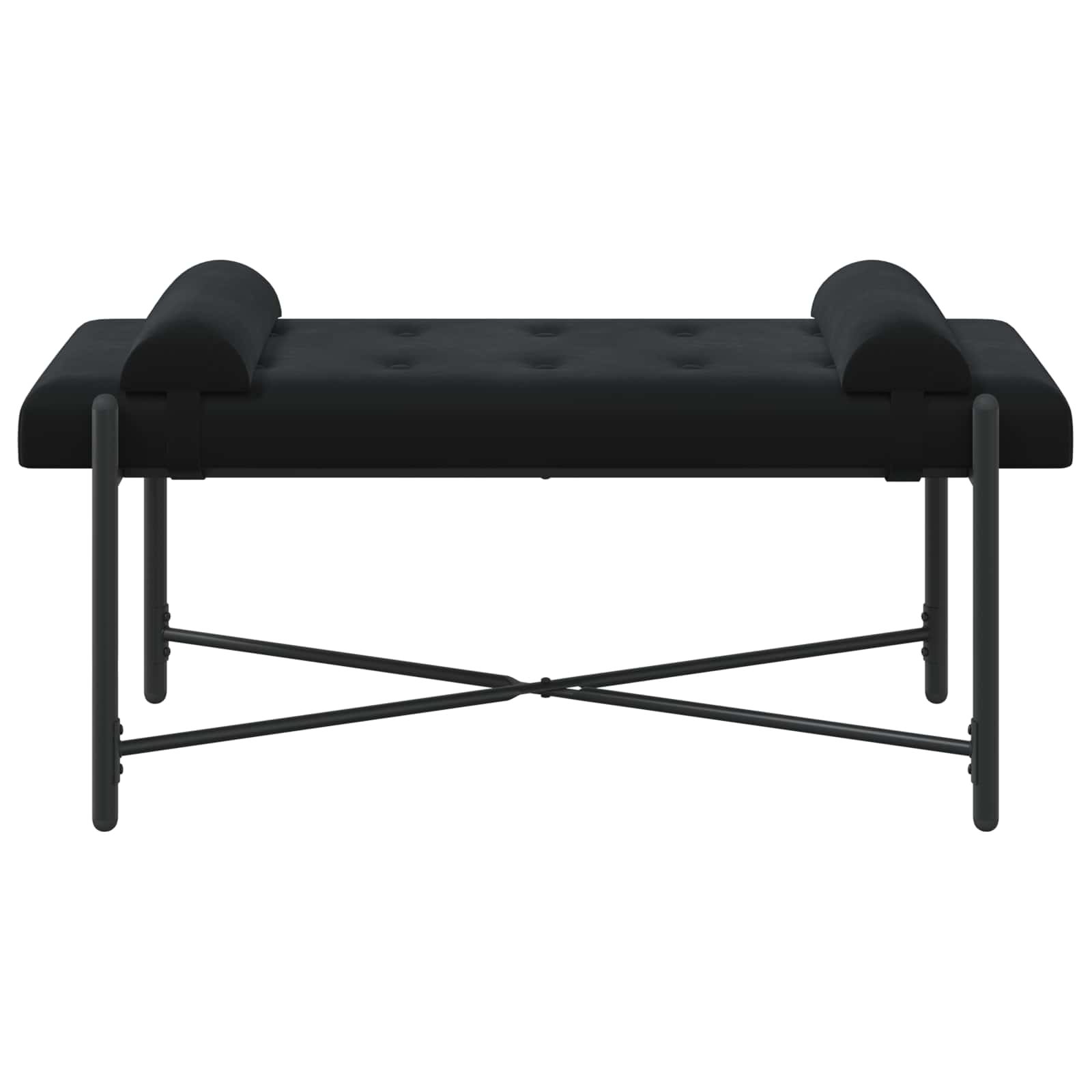 Klupa s gumbima i jastučićima Crna 110 x 40 x 46 cm Baršun