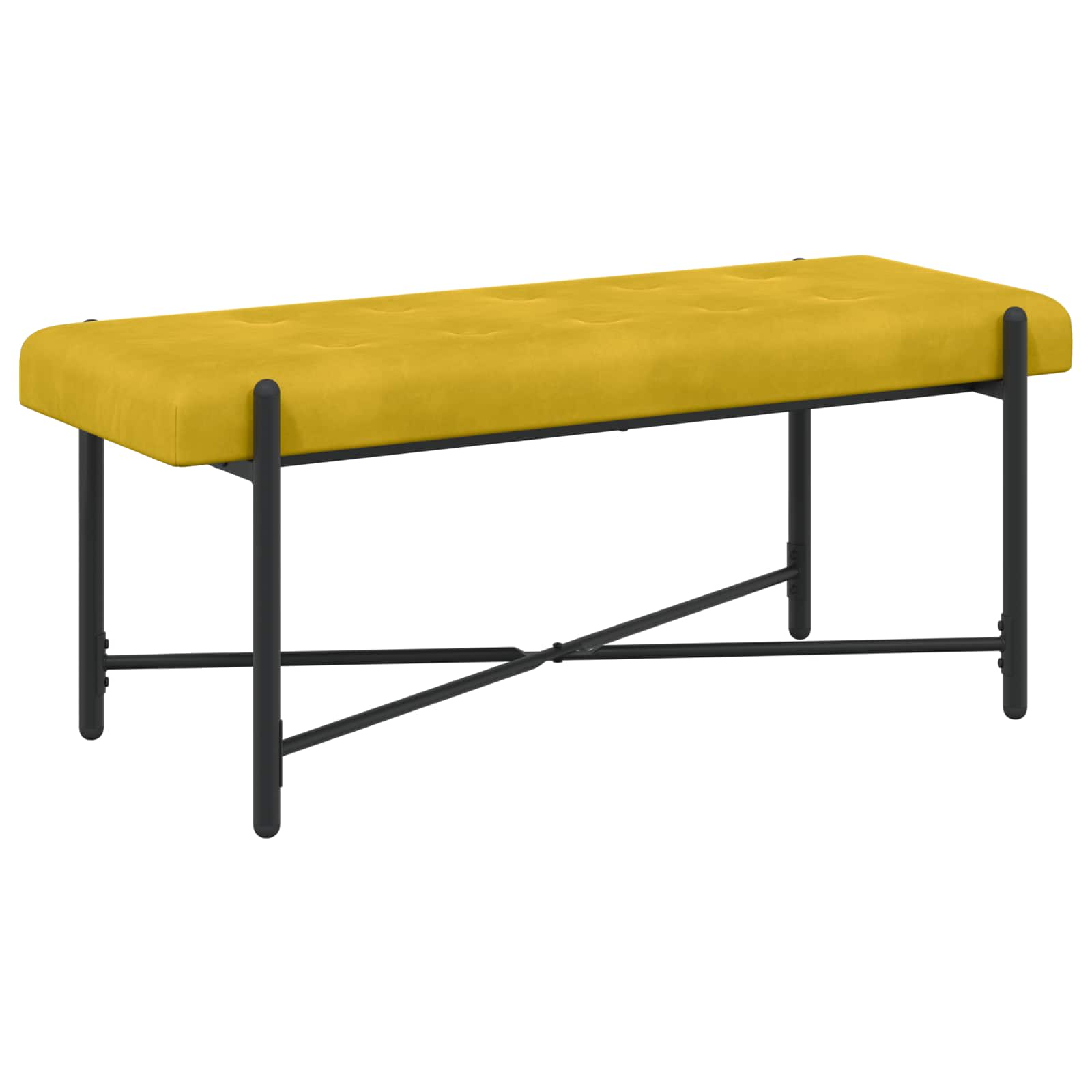 Klupa s gumbima i jastučićima Žuta 110 x 40 x 46 cm Baršun