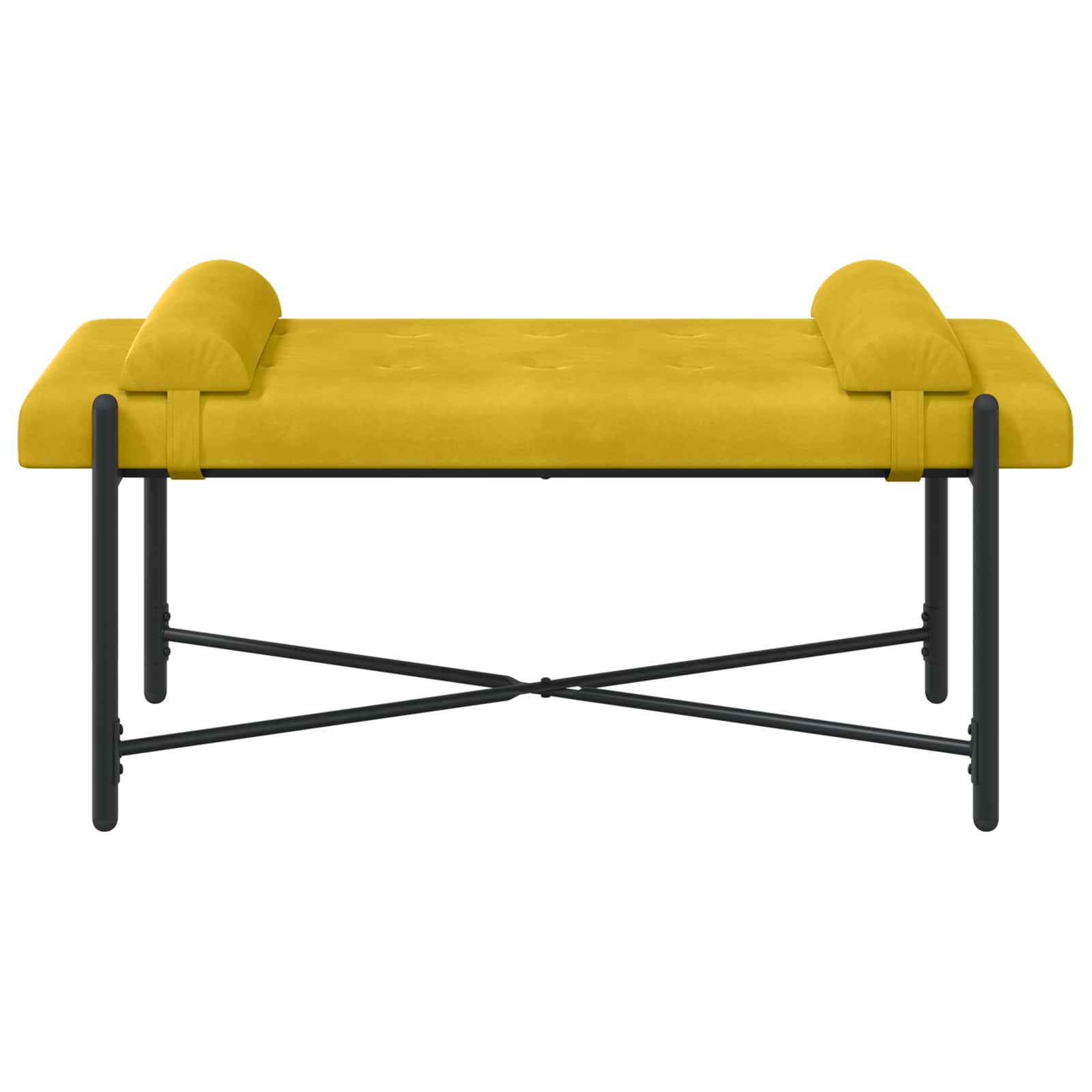 Klupa s gumbima i jastučićima Žuta 110 x 40 x 46 cm Baršun
