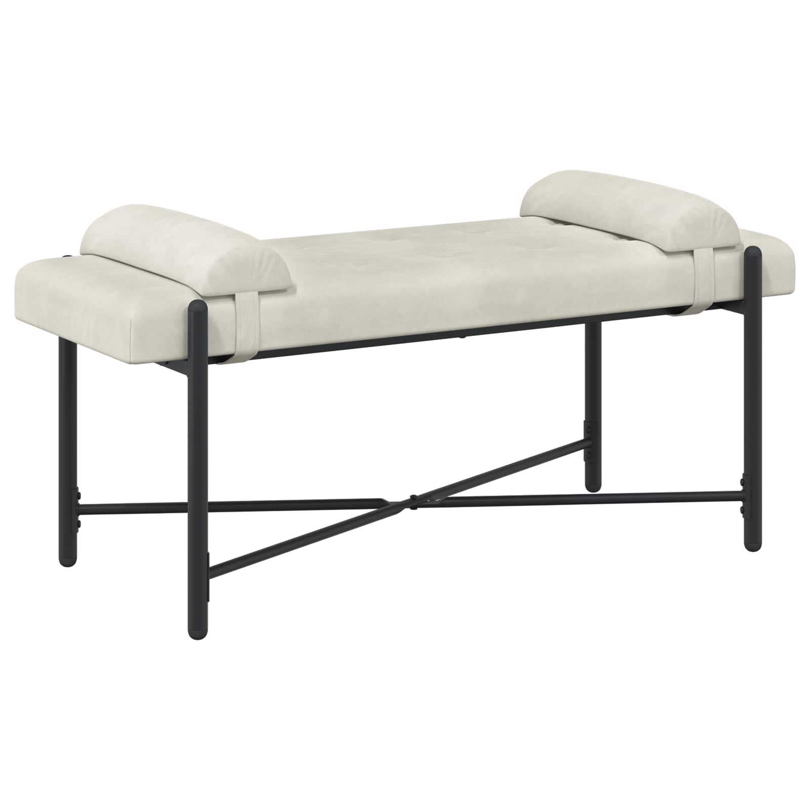 Klupa s gumbima i jastučićima Krem 110 x 40 x 46 cm Baršun