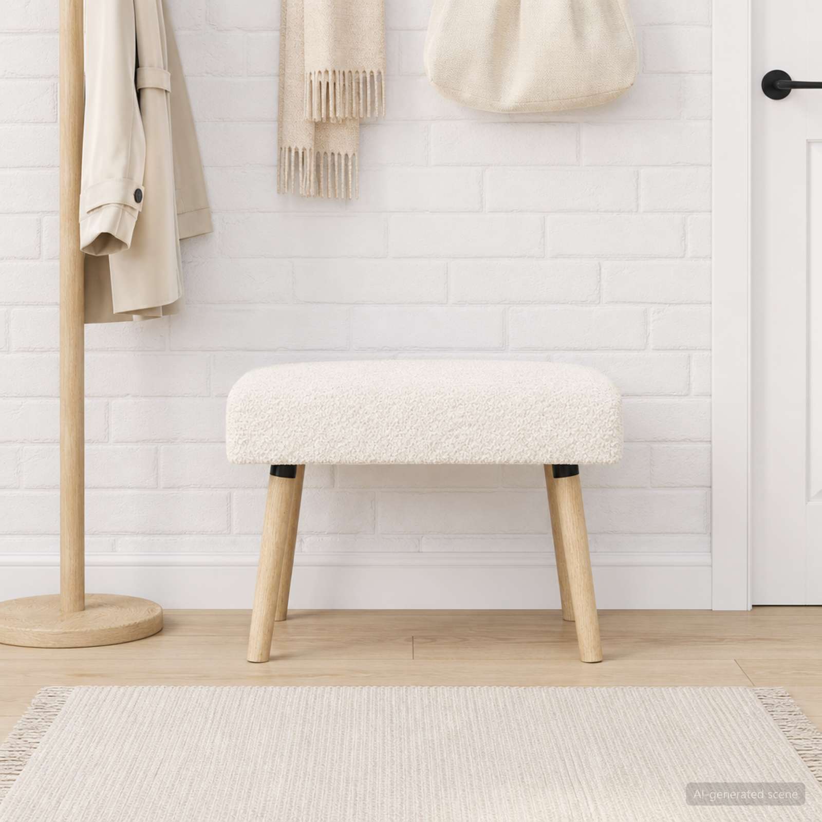 klupa Jednobojno Krem 60 x 40 x 45 cm Bouclé