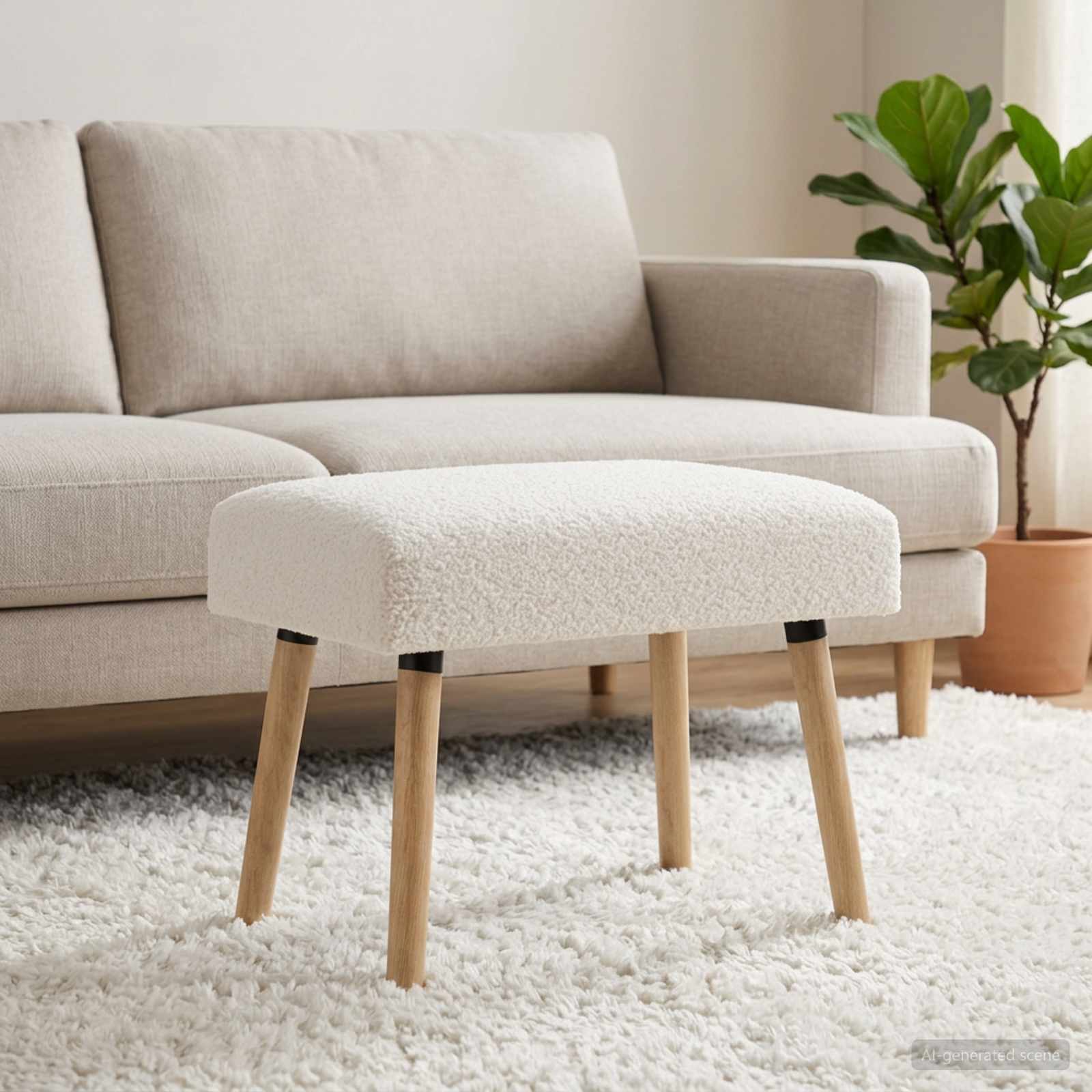 klupa Jednobojno Krem 60 x 40 x 45 cm Bouclé