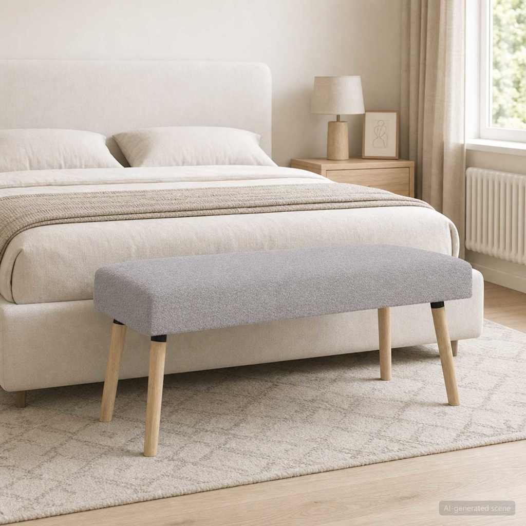 klupa Jednobojno Svjetlosiva 110 x 40 x 46 cm Bouclé