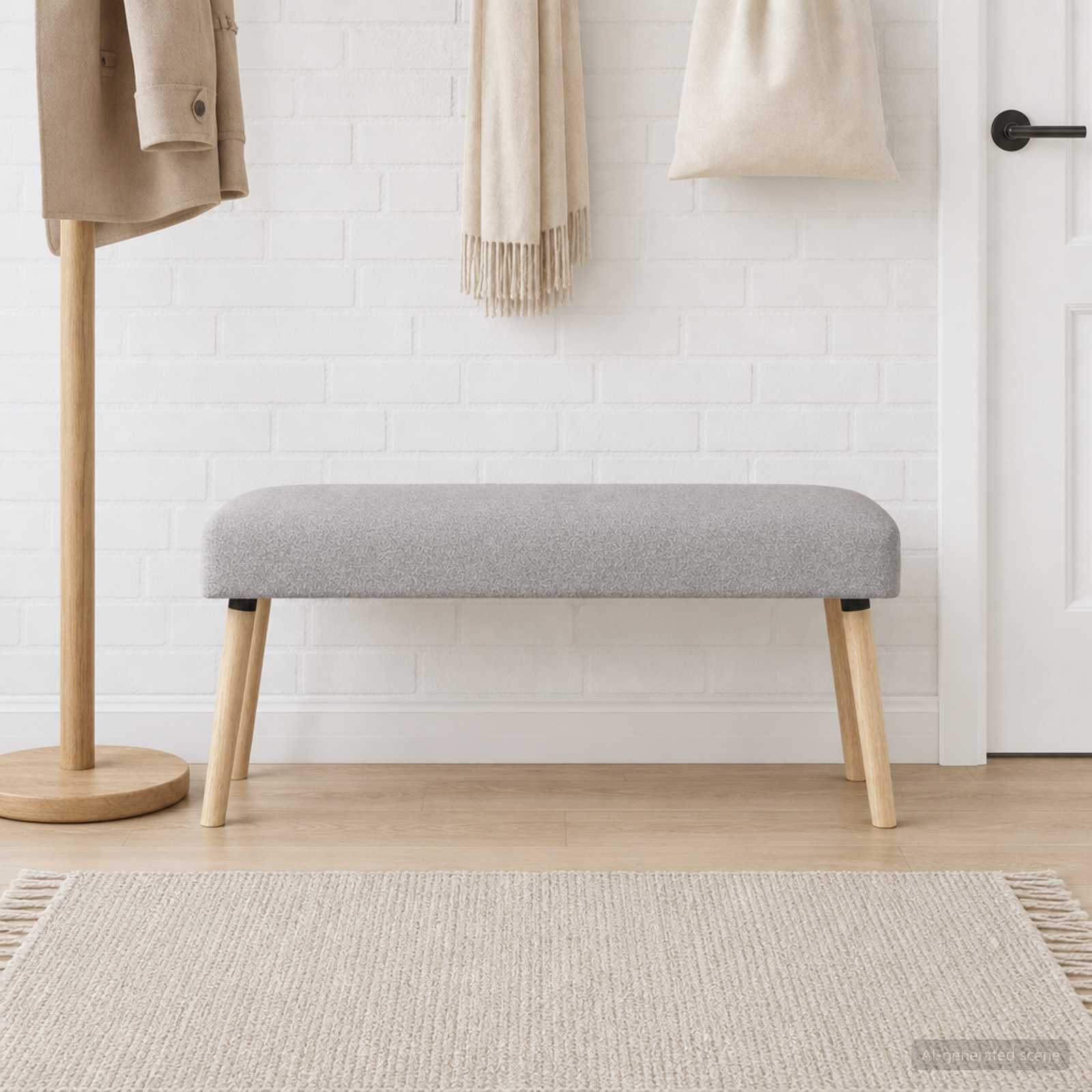 klupa Jednobojno Svjetlosiva 110 x 40 x 46 cm Bouclé