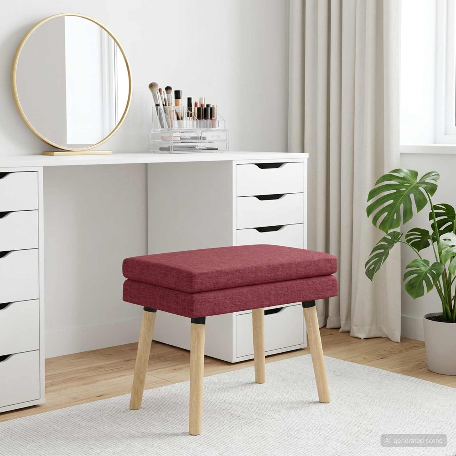 Klupa s dvostrukim slojem Vinska crvena 60 x 40 x 46 cm Tkanina