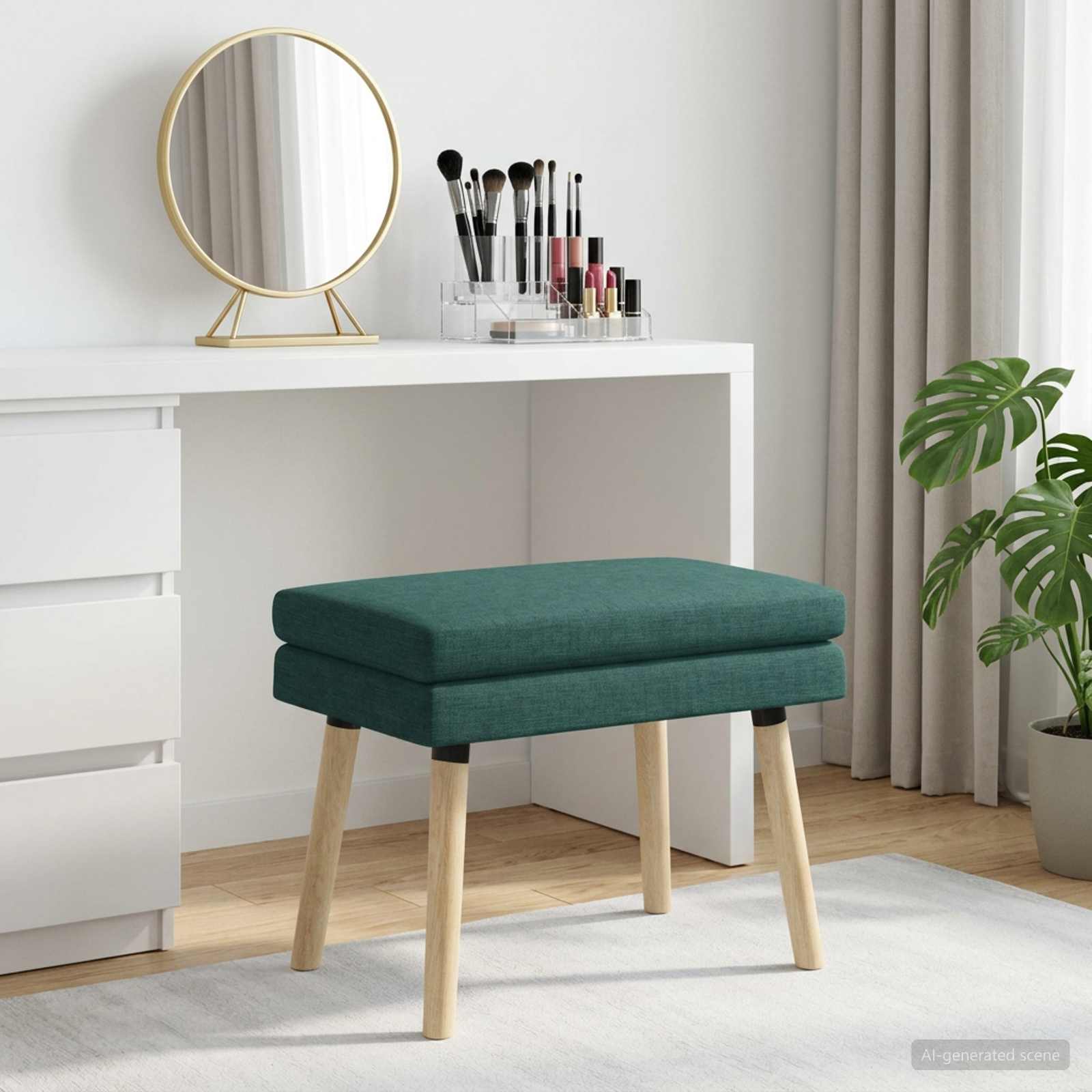 Klupa s dvostrukim slojem Tamnozelena 60 x 40 x 46 cm Tkanina