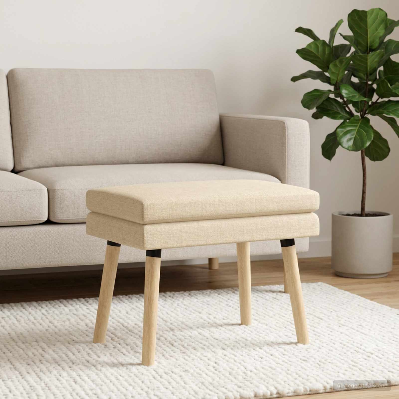 Klupa s dvostrukim slojem Krem 60 x 40 x 46 cm Tkanina