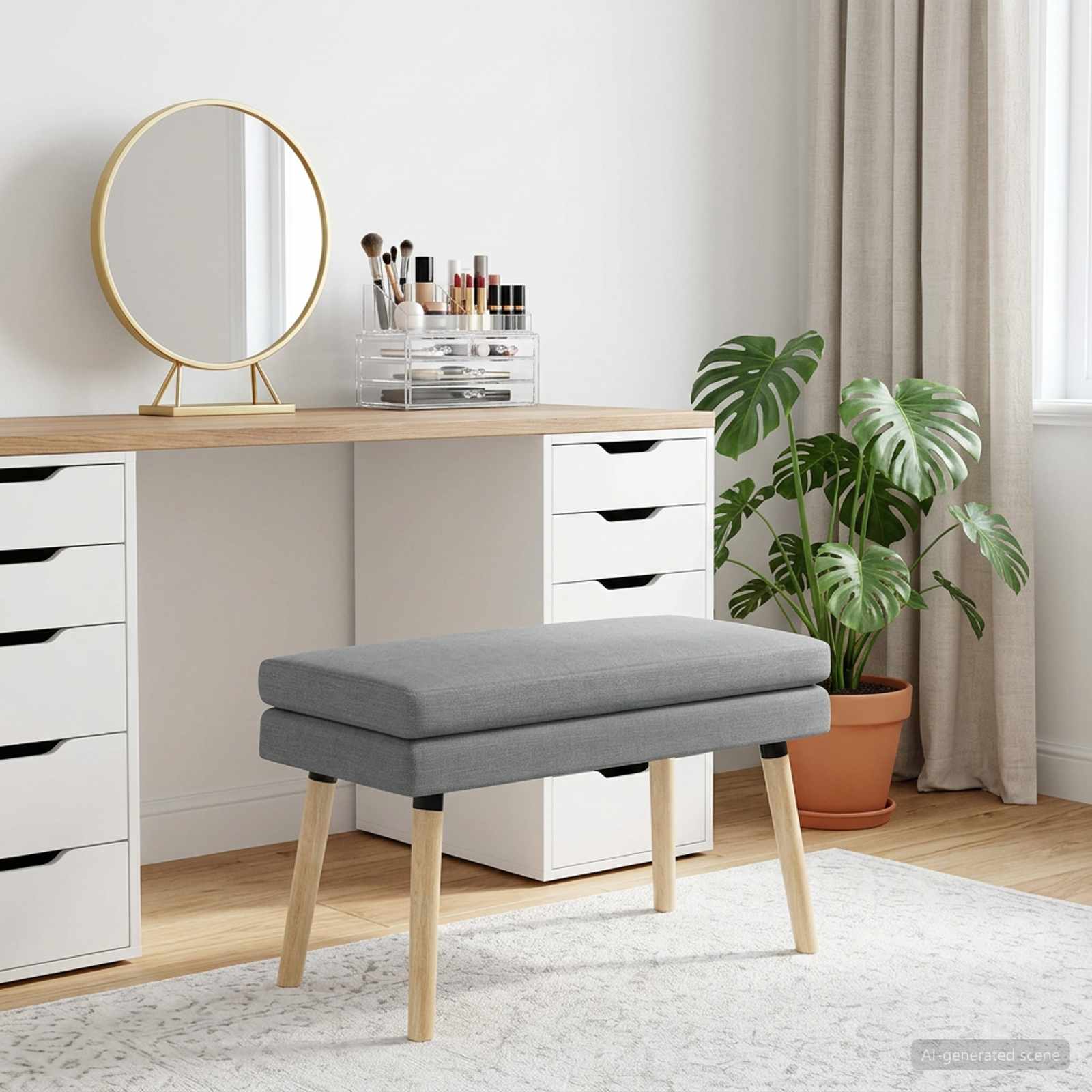 Klupa s dvostrukim slojem Svjetlosiva 80 x 40 x 47 cm Tkanina