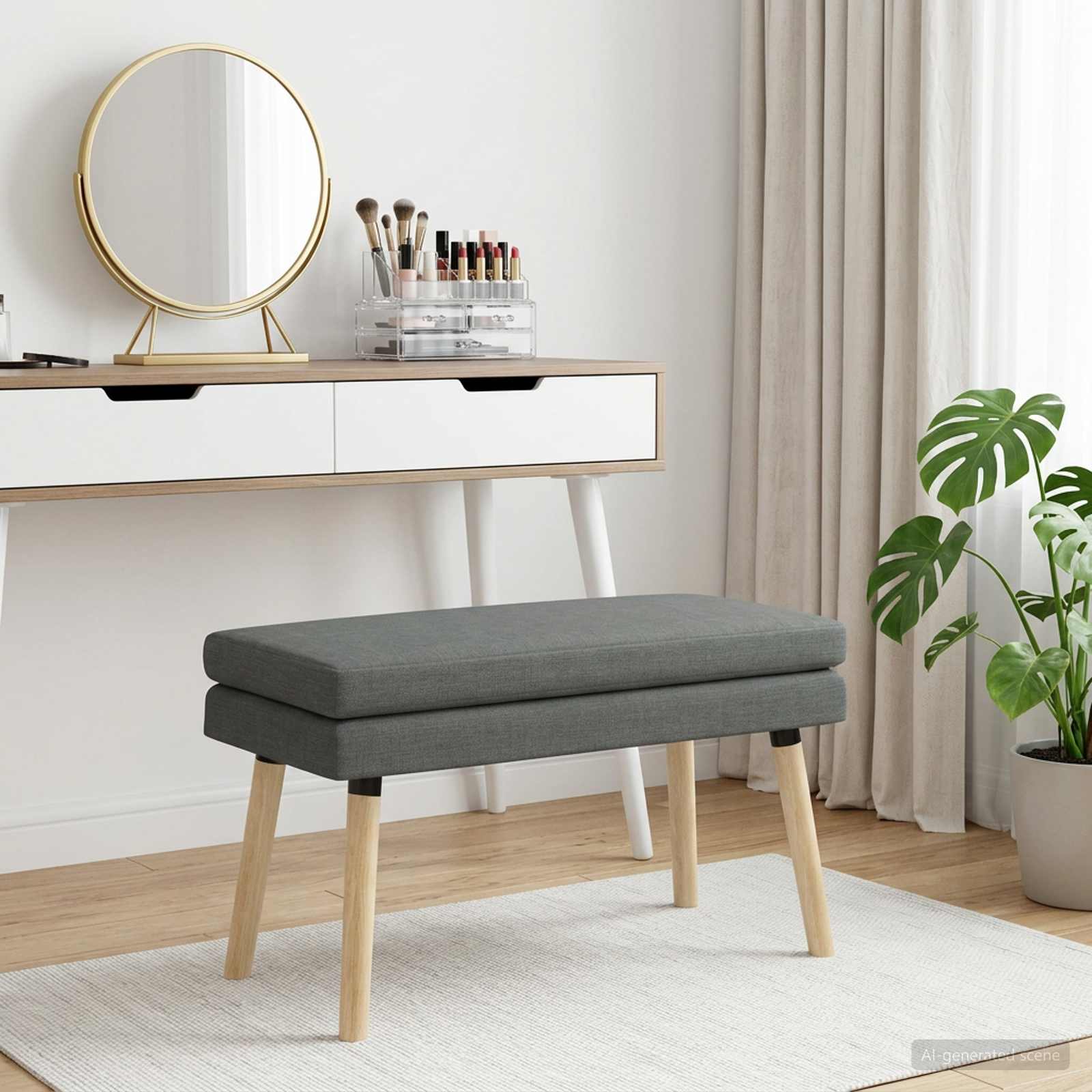Klupa s dvostrukim slojem Tamnosiva 80 x 40 x 47 cm Tkanina