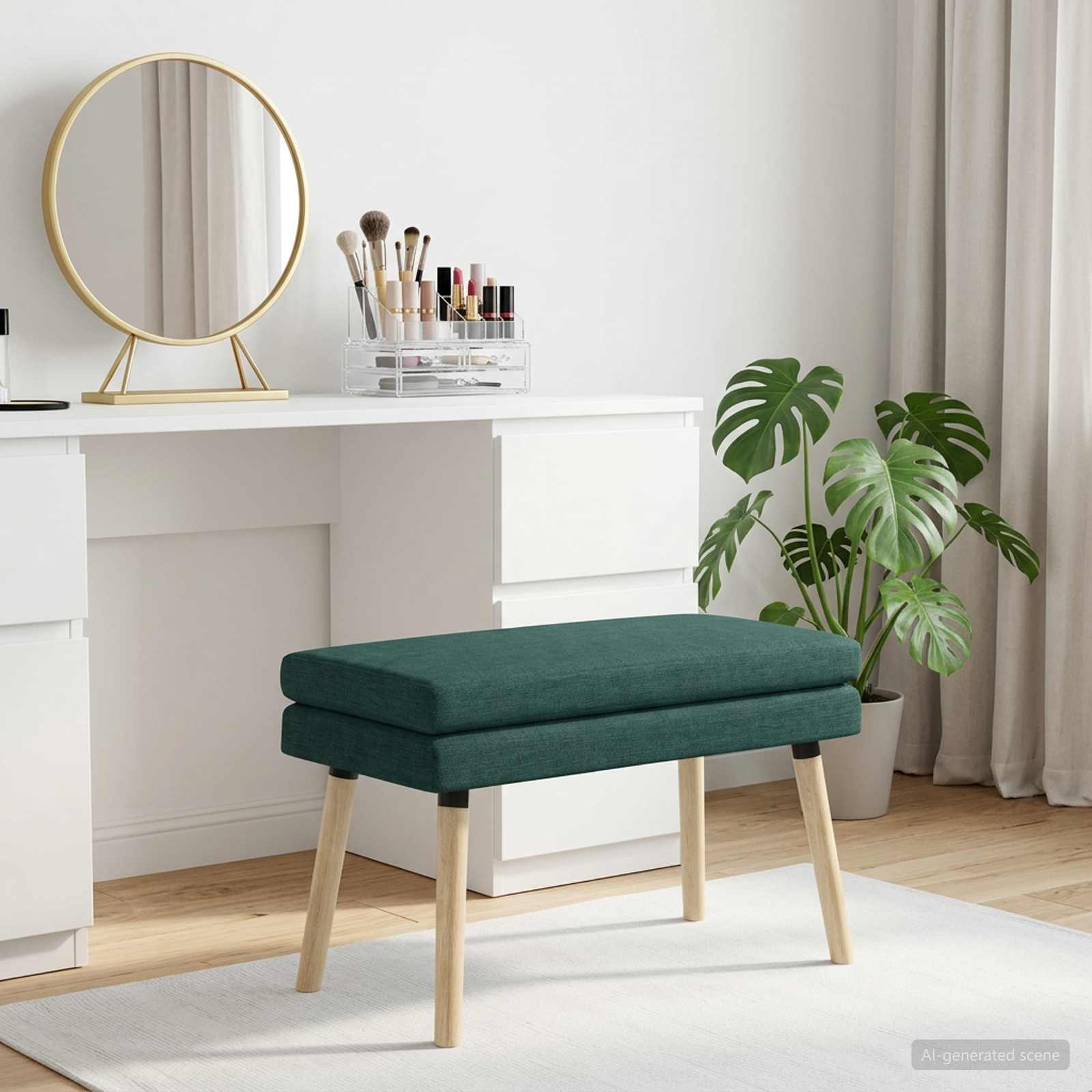 Klupa s dvostrukim slojem Tamnozelena 80 x 40 x 47 cm Tkanina