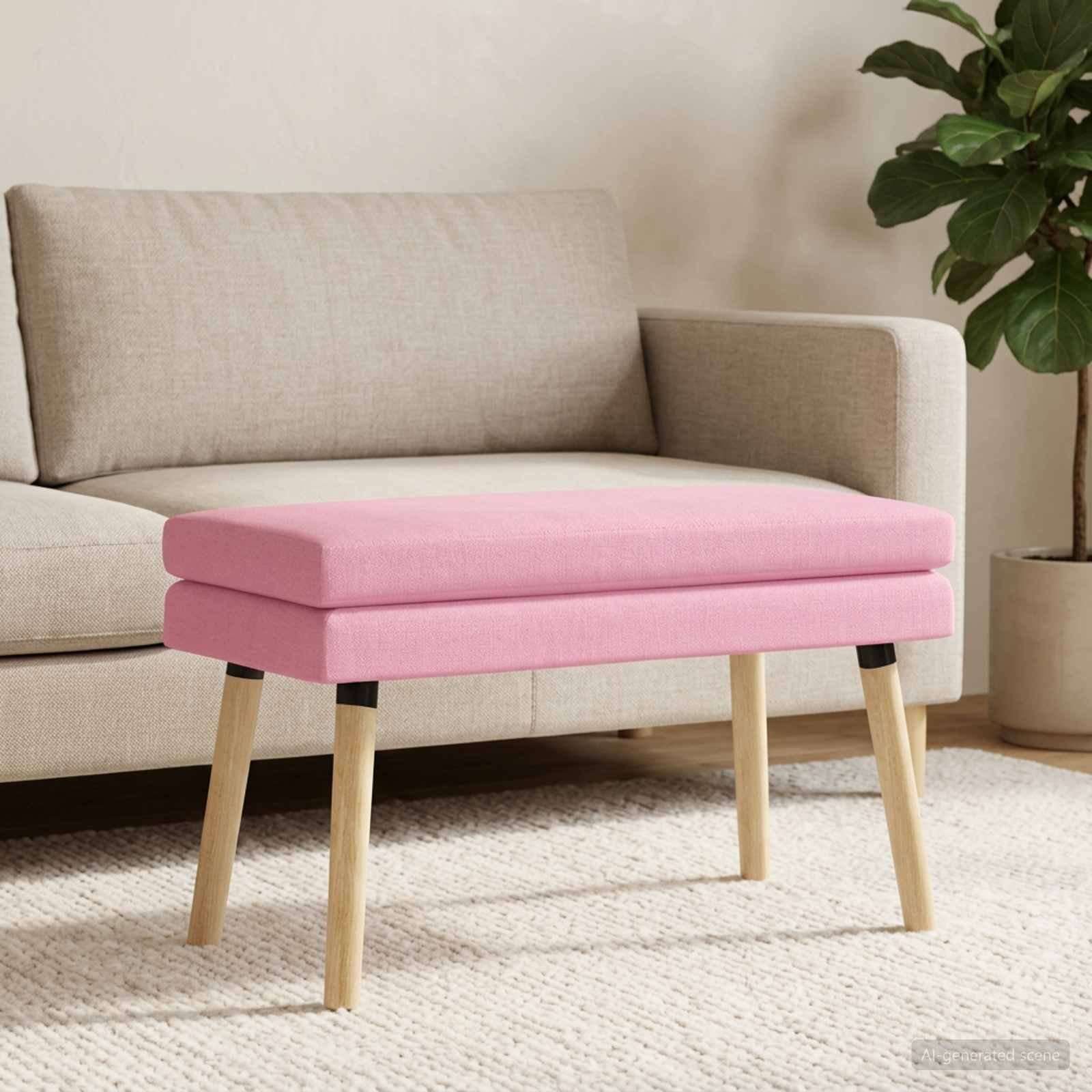Klupa s dvostrukim slojem Ružičasta 80 x 40 x 47 cm Tkanina