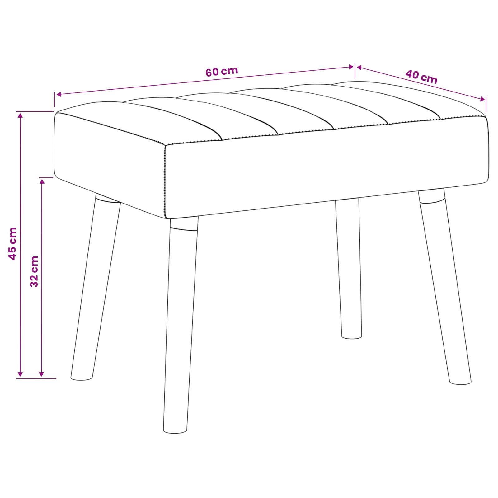 Klupa s utorima Krem 60 x 40 x 45 cm Tkanina