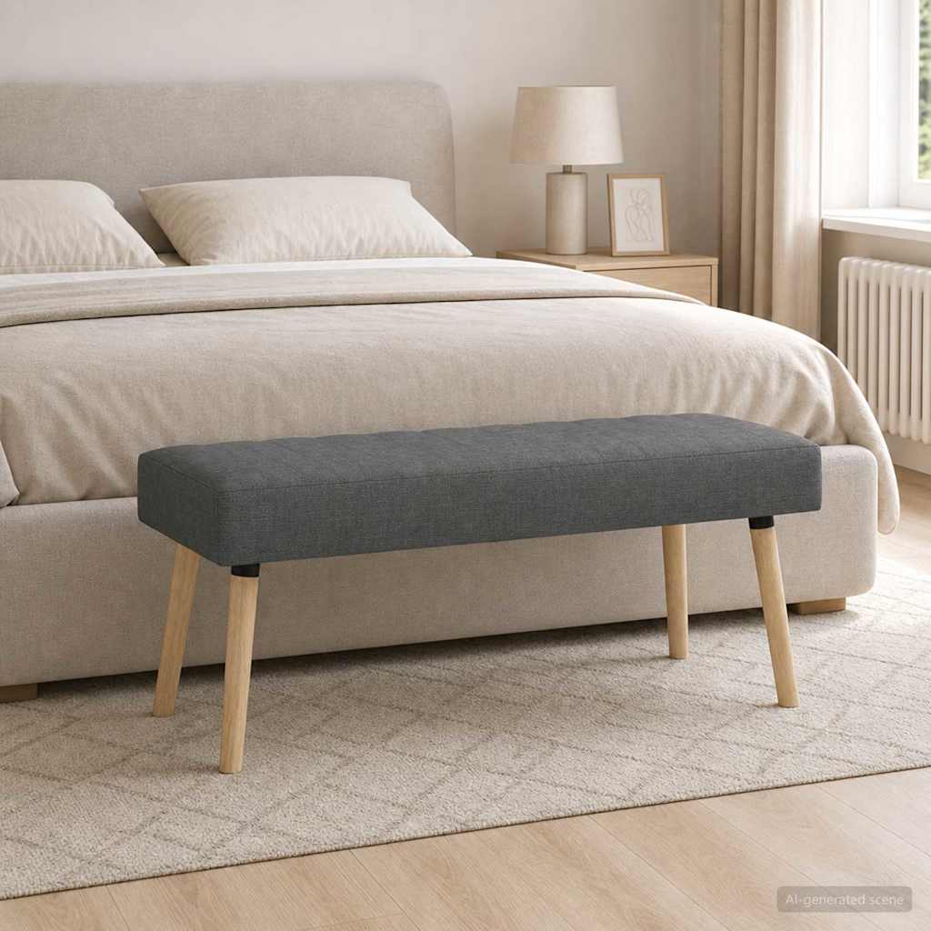 Klupa s utorima Tamnosiva 110 x 40 x 46 cm Tkanina
