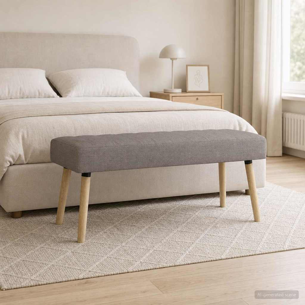 Klupa s utorima Sivosmeđa Tkanina 110 x 40 x 46 cm