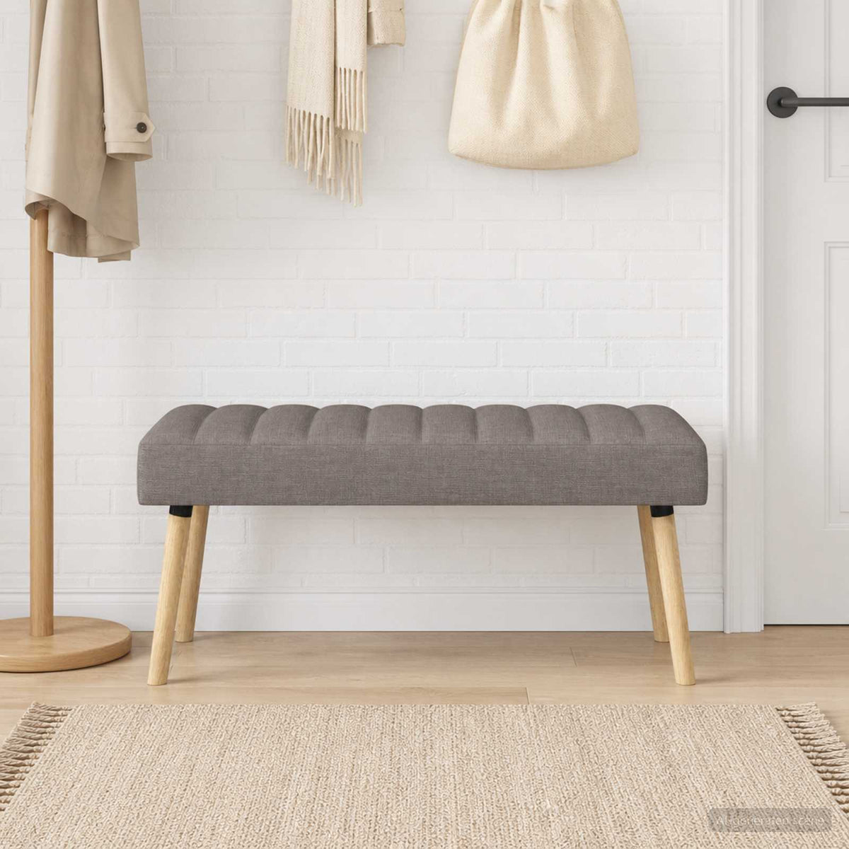 Klupa s utorima Sivosmeđa Tkanina 110 x 40 x 46 cm