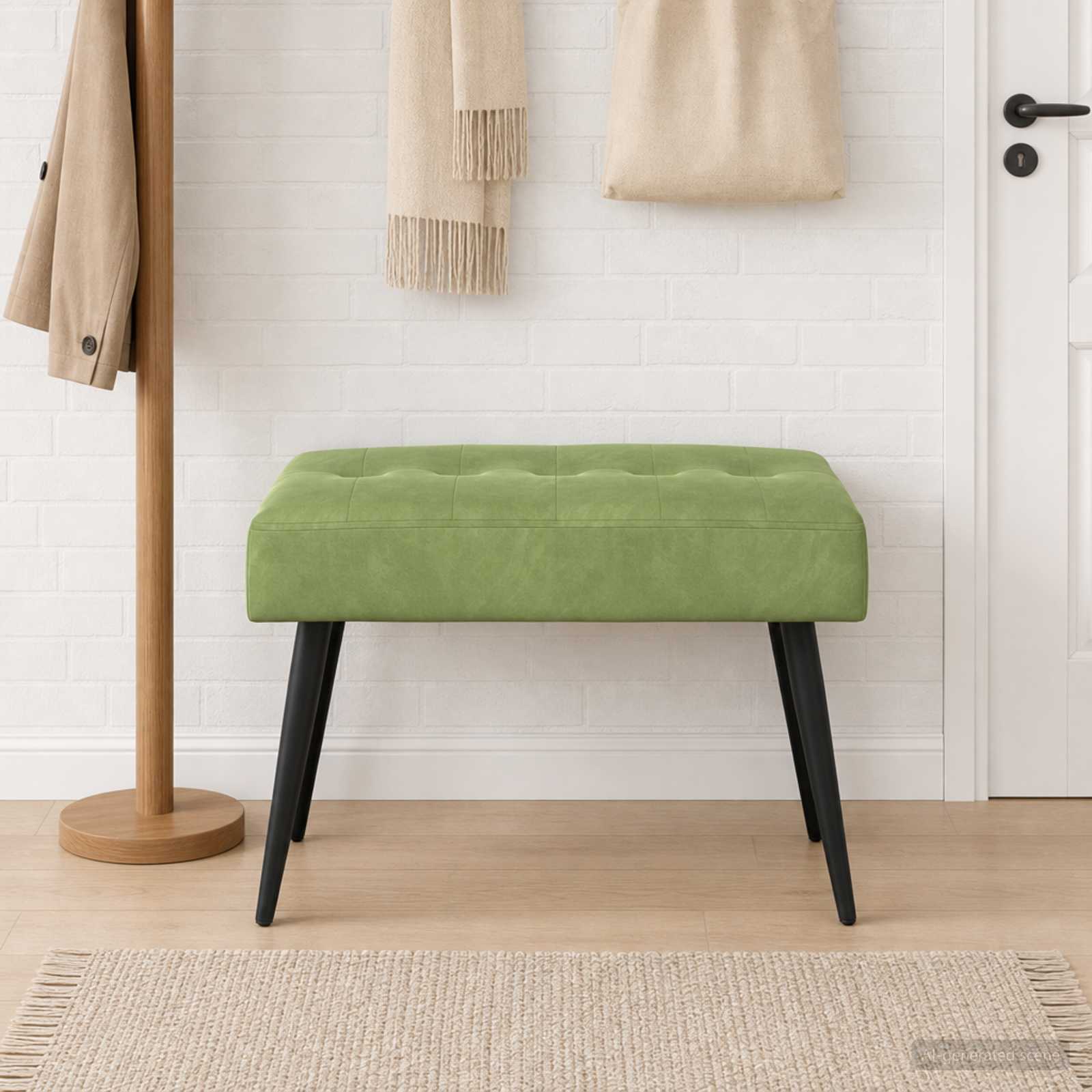 Klupa s gumbastim tkanjem Svijetlo zelena 60 x 40 x 45 cm