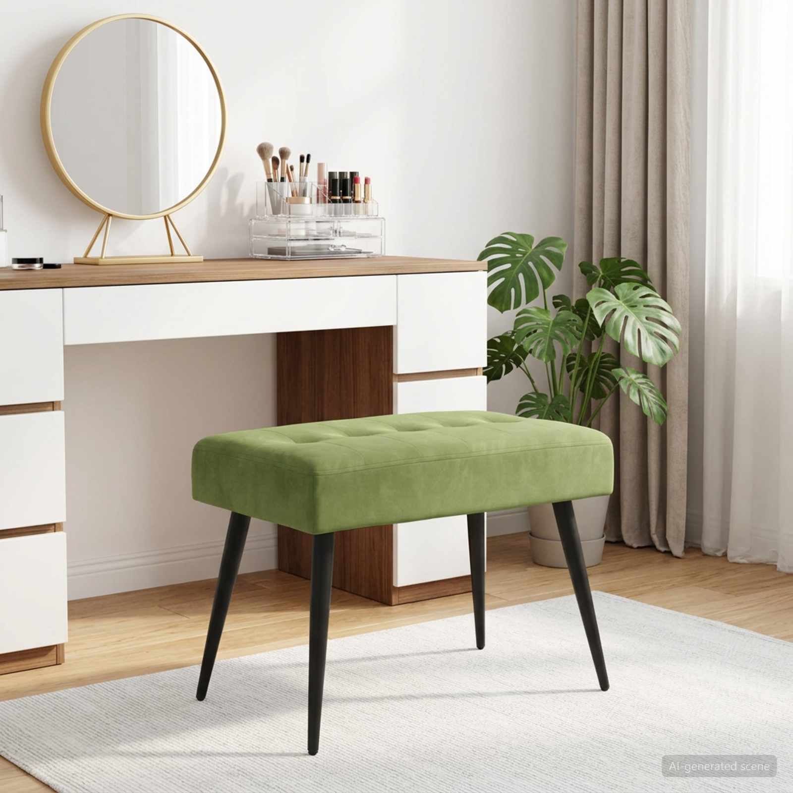Klupa s gumbastim tkanjem Svijetlo zelena 60 x 40 x 45 cm