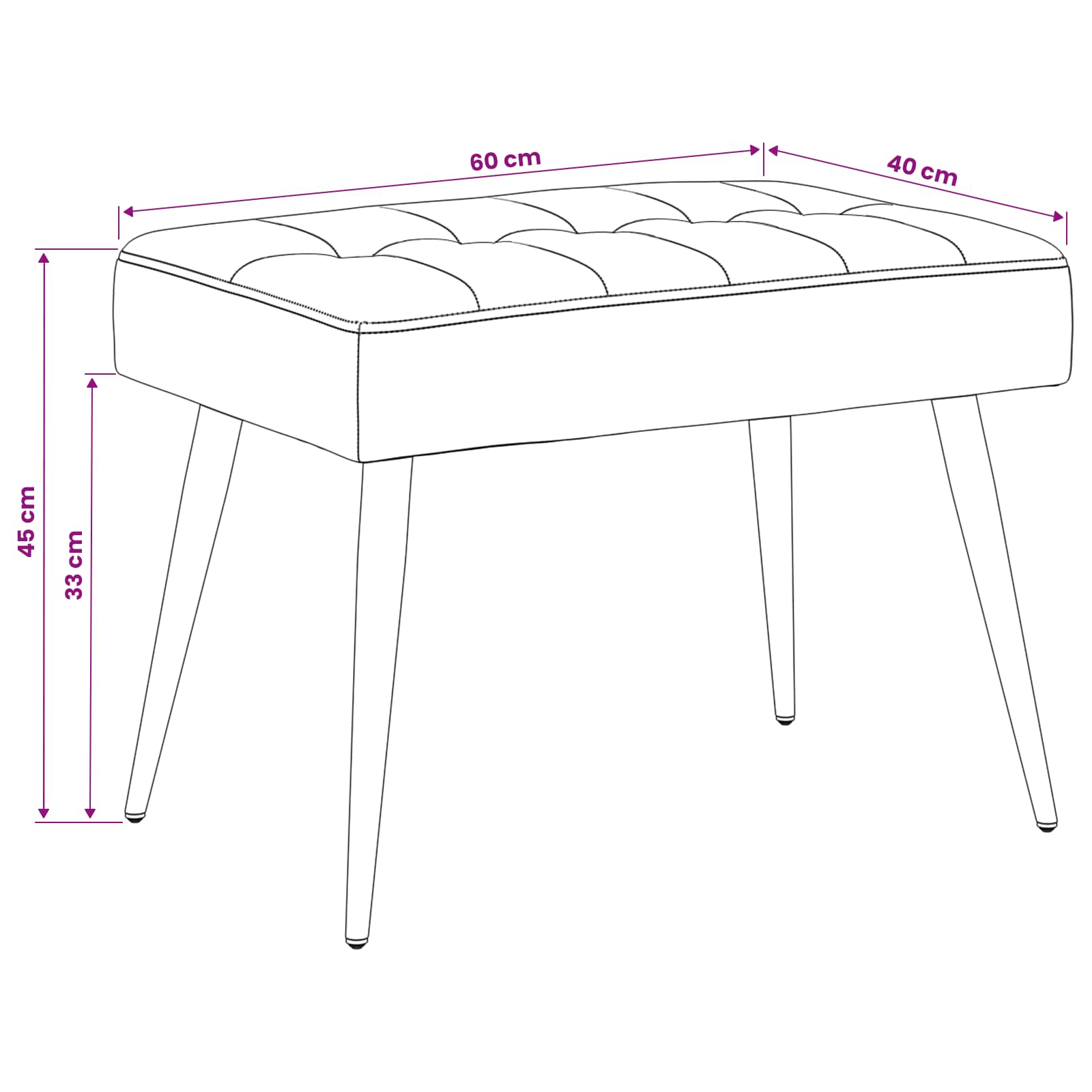 Klupa s gumbastim tkanjem Svijetlo zelena 60 x 40 x 45 cm