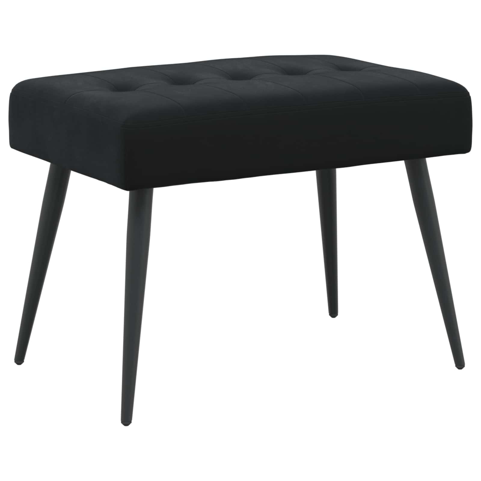 Klupa s gumbastim tkanjem Crna 60 x 40 x 45 cm Baršun