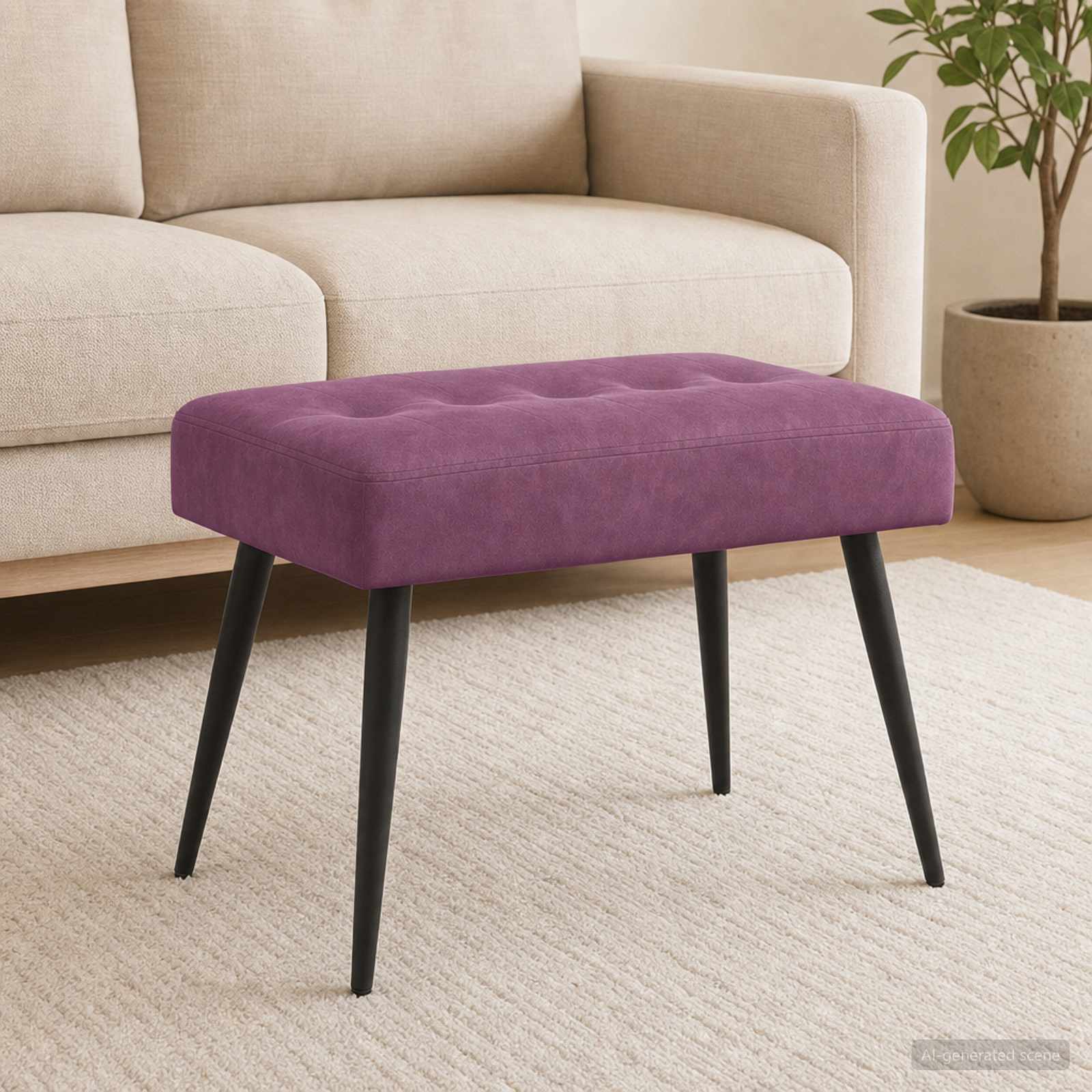 Klupa s gumbastim tkanjem Ljubičasta 60 x 40 x 45 cm Baršun