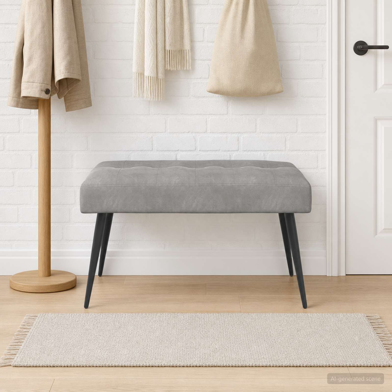 Klupa s gumbastim tkanjem Svjetlosiva 80 x 40 x 46 cm Baršun