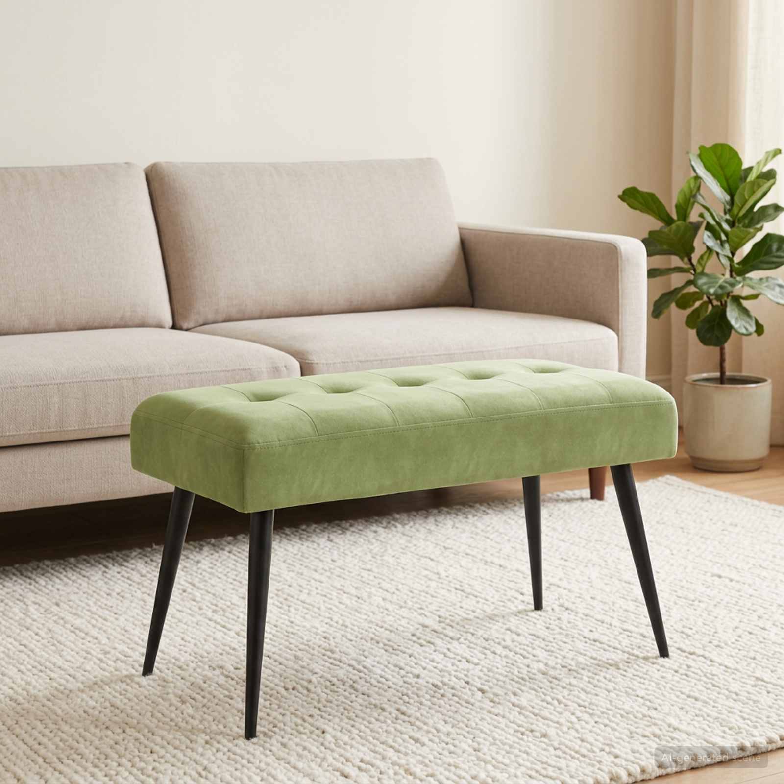 Klupa s gumbastim tkanjem Svijetlo zelena 80 x 40 x 46 cm